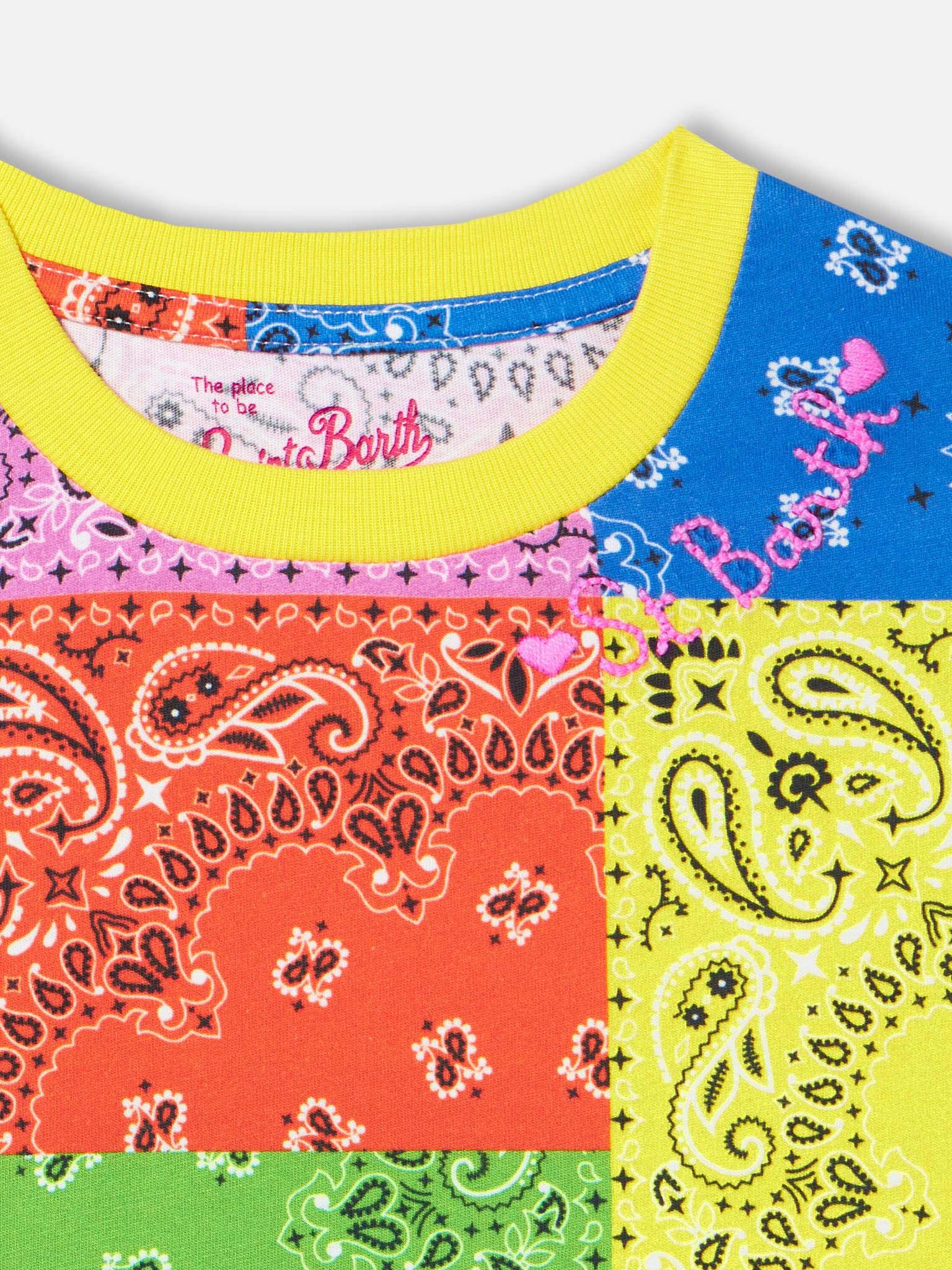 mc2-saint-barth-abito-da-bambina-in-cotone-con-stampa-bandana-fluo image 2