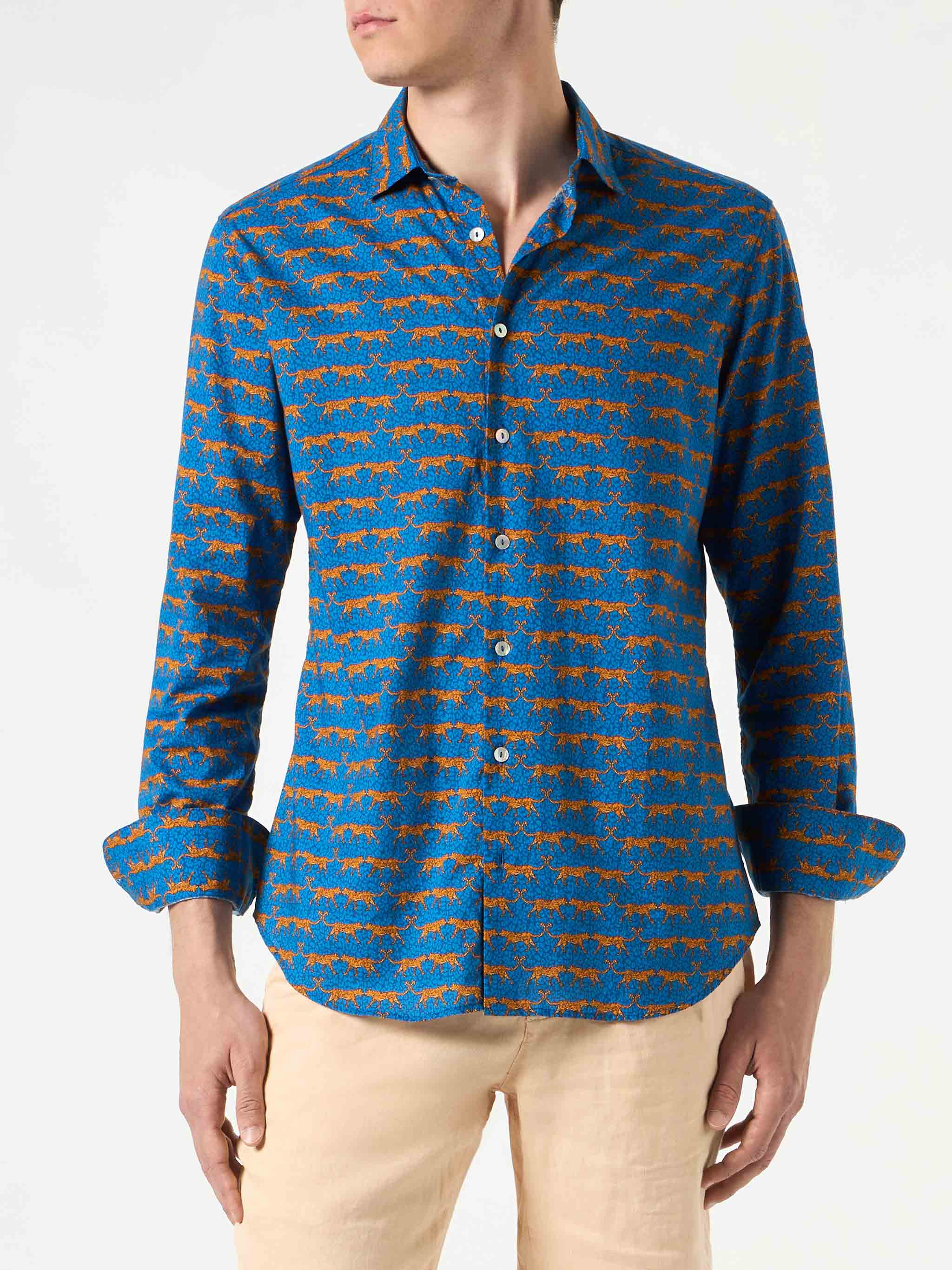 mc2-saint-barth-camicia-sikelia-uomo-cotone-mussola-wild-cat-blu image 1