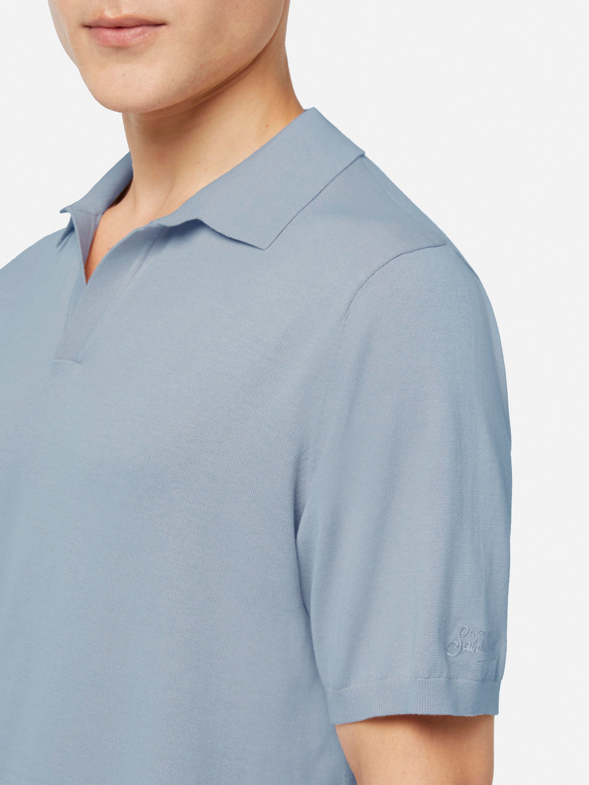 mc2-saint-barth-polo-sloan-uomo-maglia-azzurra-senza-bottoni image 2
