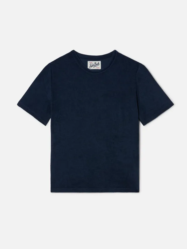 mc2-saint-barth-t-shirt-gary-jr-effetto-spugna-blu-navy-con-ricamo-logo image 1