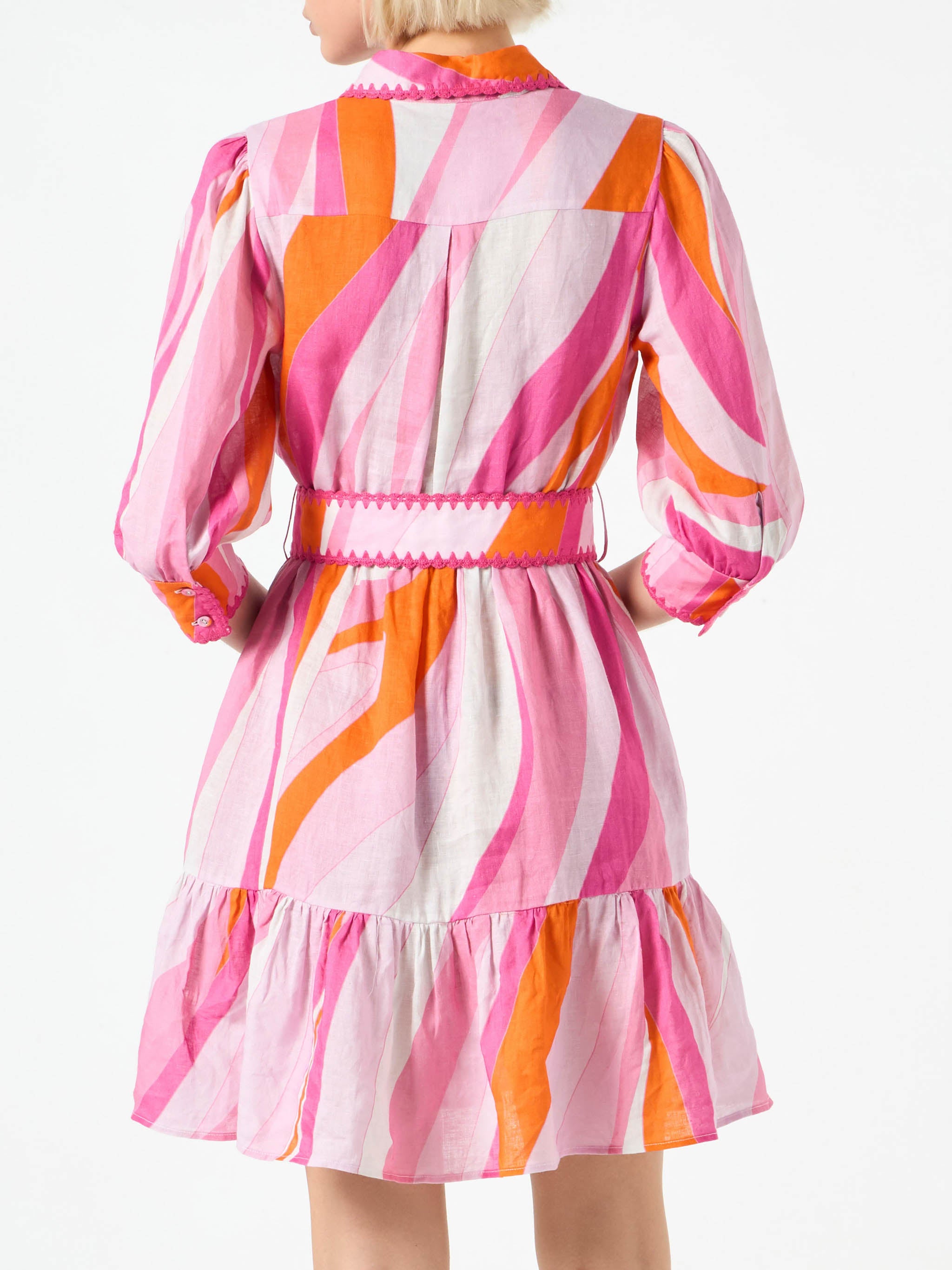 mc2-saint-barth-eloise-abito-corto-in-lino-stampa-shape-wave-rosa image 2