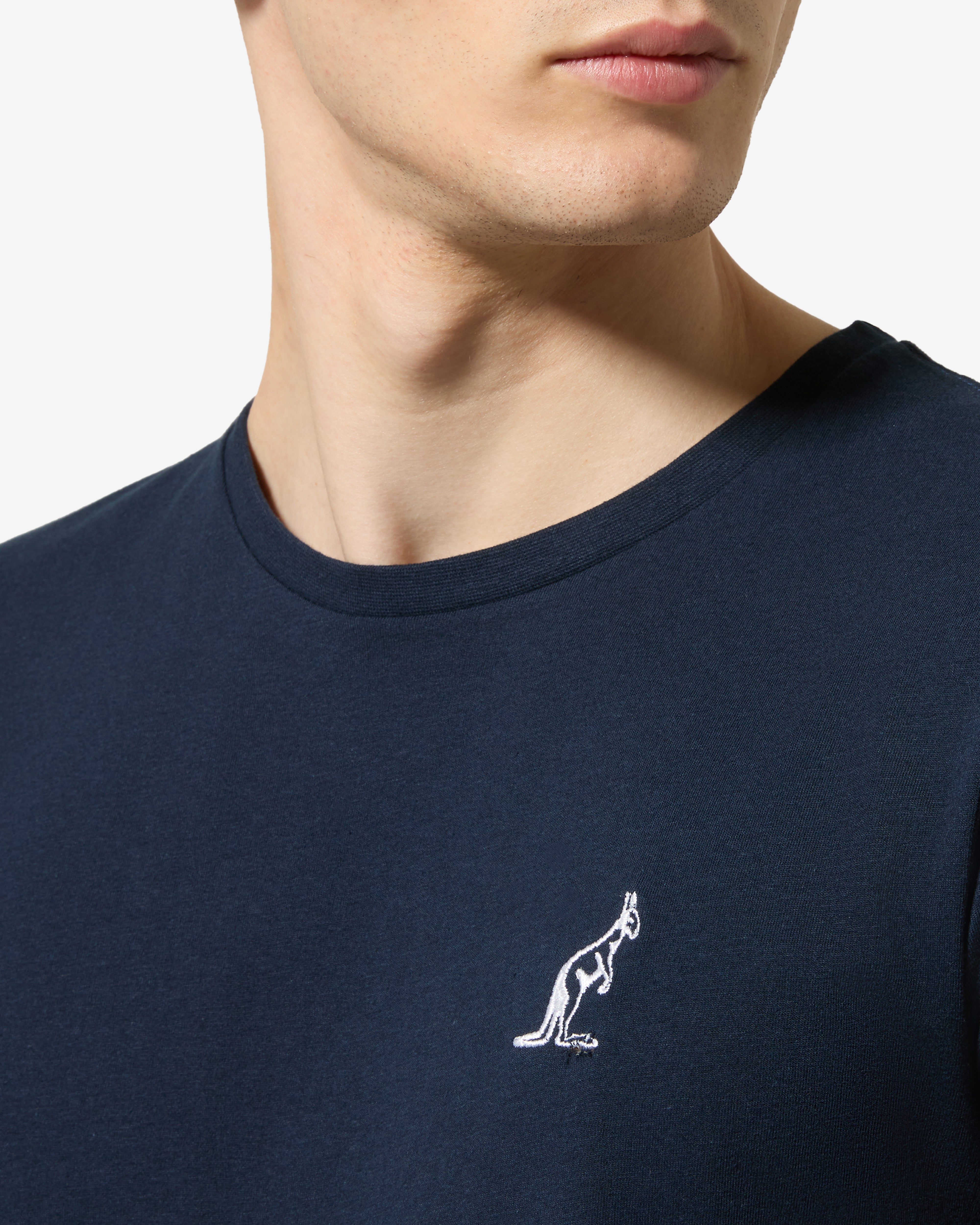 australian-basic-t-shirt-sportswear-cotone-blu-navy-logo-ricamato image 4