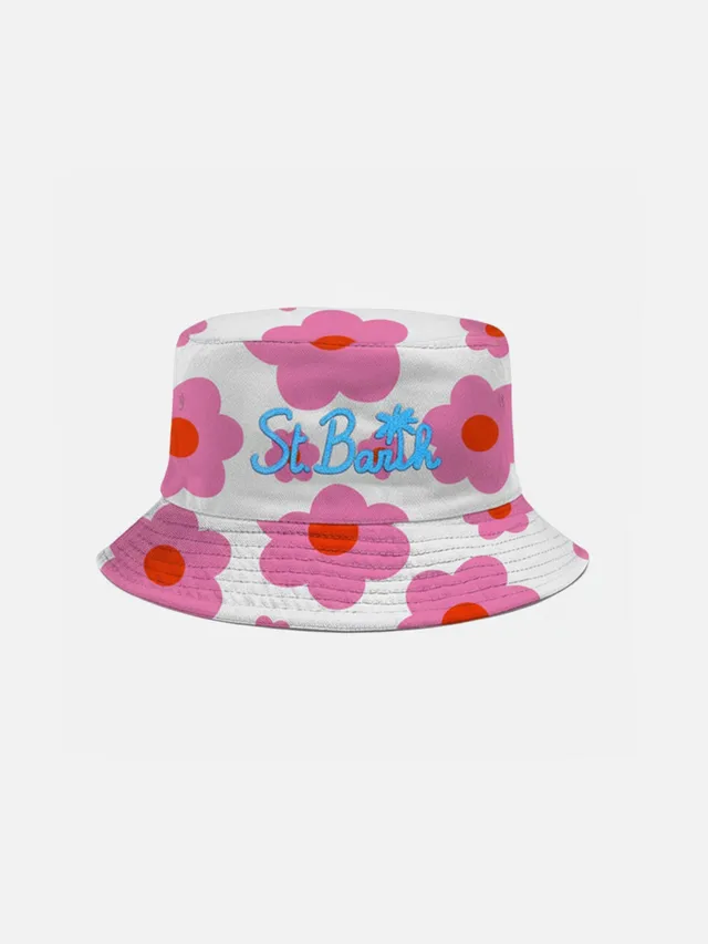mc2-saint-barth-cappello-da-pescatore-in-cotone-bianco-con-ricamo-e-motivo-flore image 1