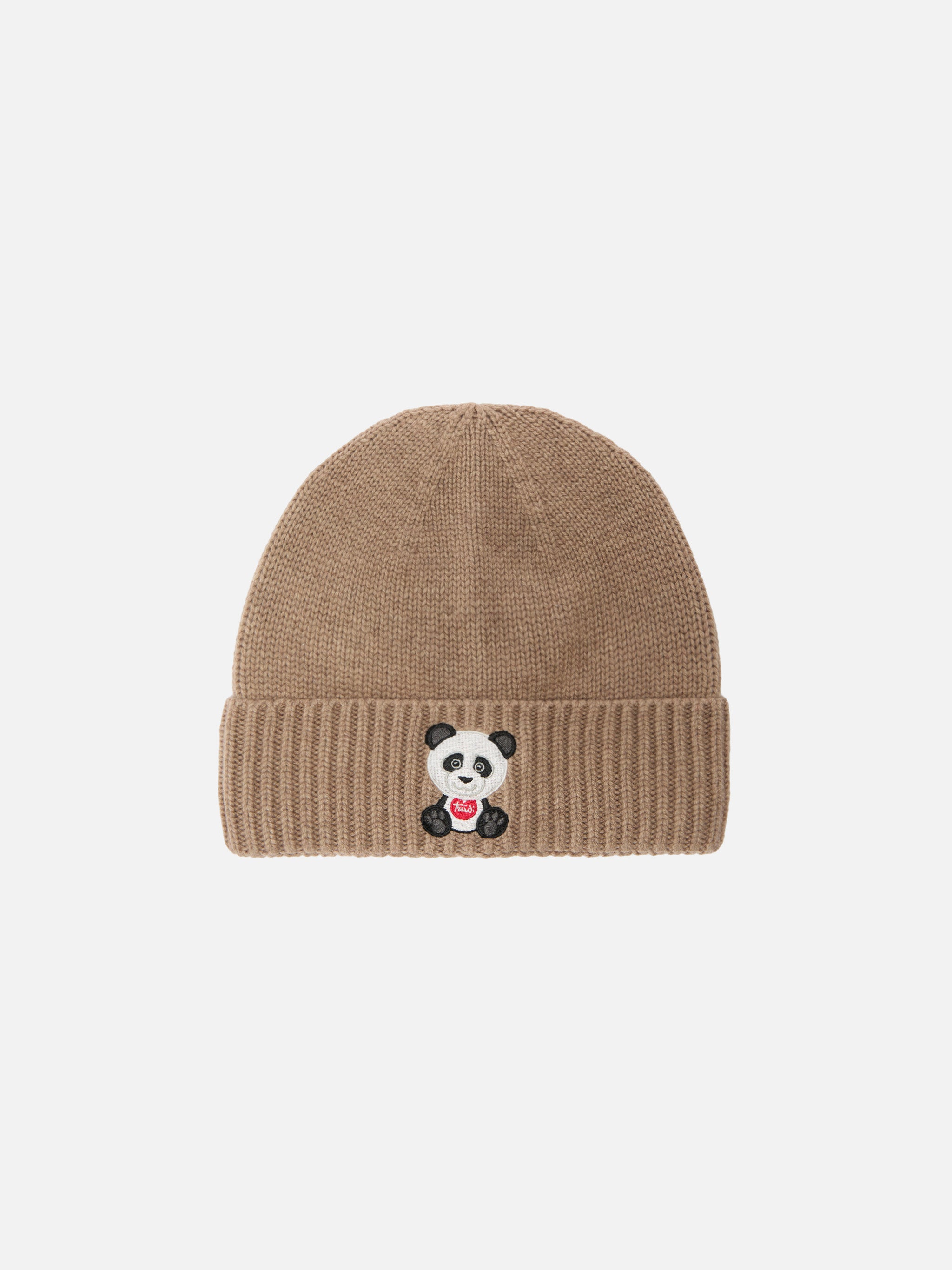 mc2-saint-barth-berretto-holden-beige-in-misto-cashmere-con-ricamo-panda-trudi-s image 1