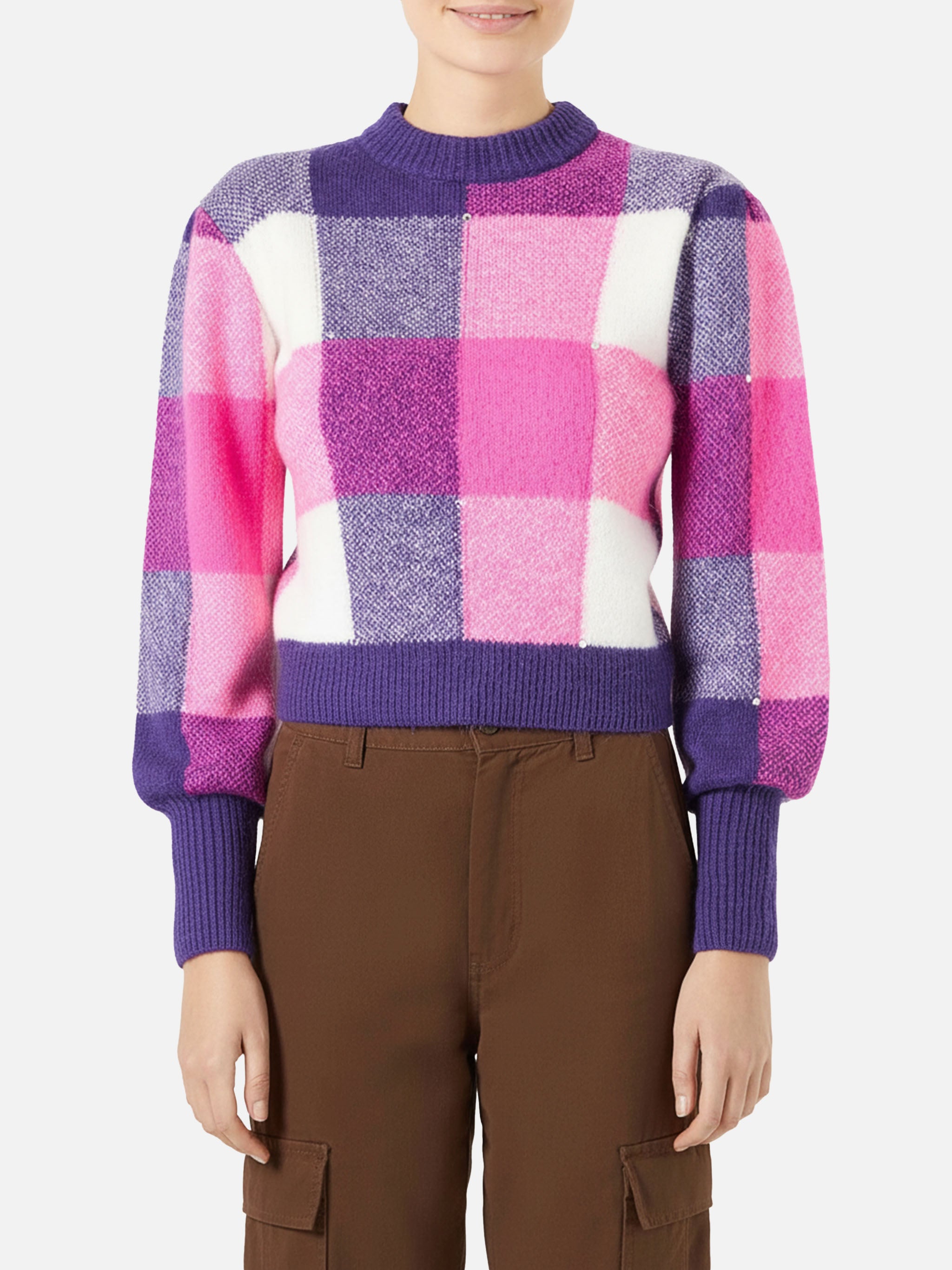 maglione-bloom-soft-mc2-saint-barth-con-fantasia-check-e-strass image 1
