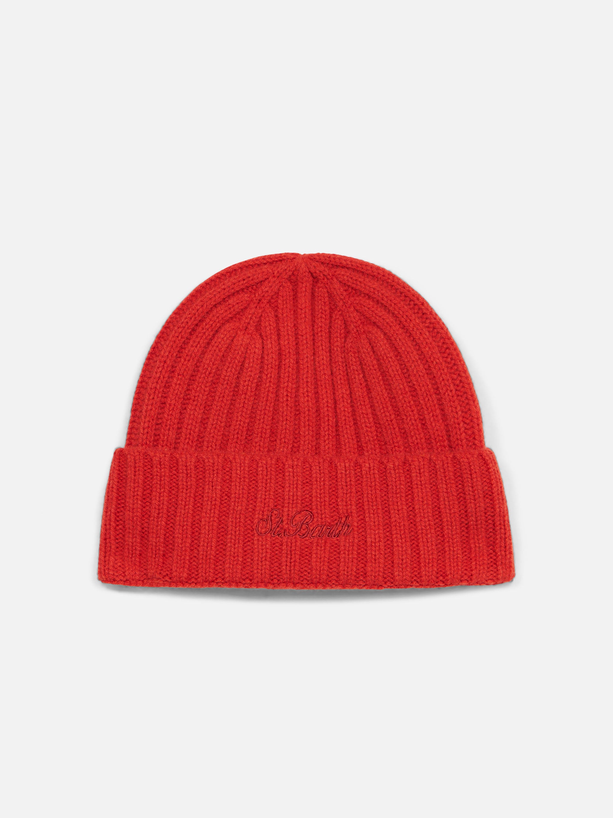 mc2-saint-barth-cappello-wengen-in-cashmere-rosso-a-coste image 1