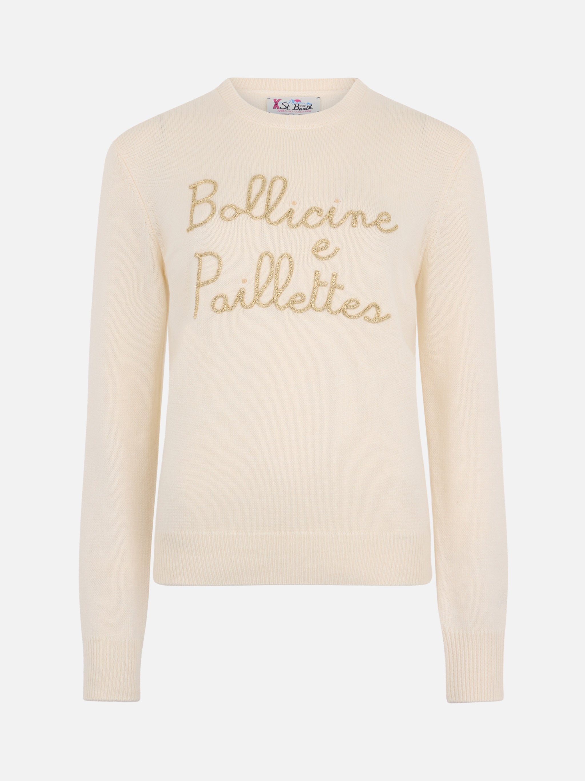 mc2-saint-barth-new-queen-maglione-girocollo-donna-beige-con-ricamo-paillettes-b image 3
