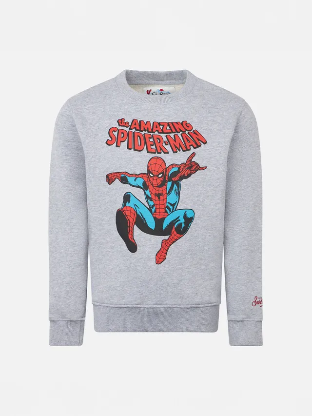 mc2-saint-barth-hutton-felpa-bambino-grigia-stampa-spiderman-special-edition-mar image 1