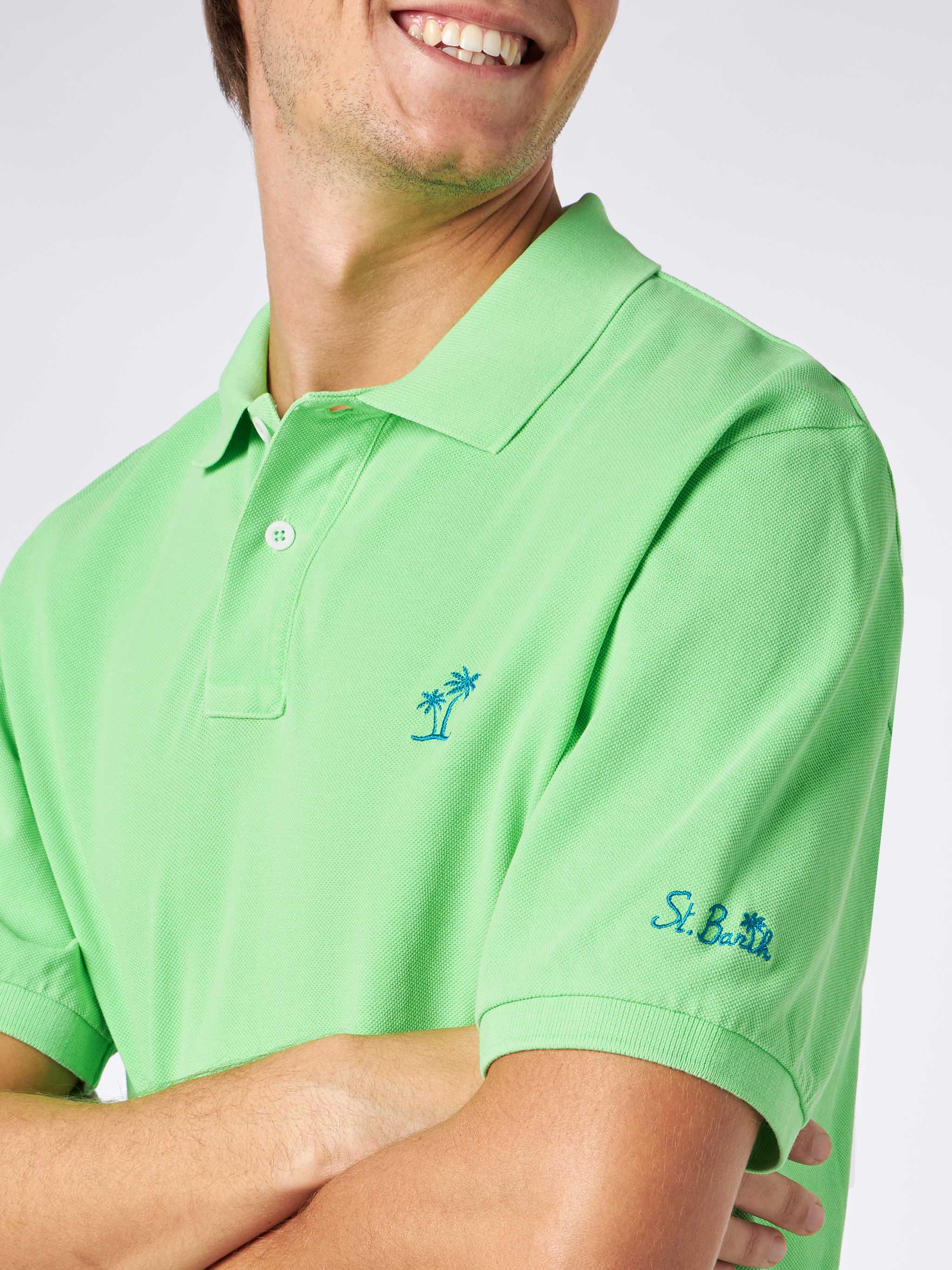 mc2-saint-barth-beverly-hills-polo-uomo-verde-fluo-effetto-vintage image 2