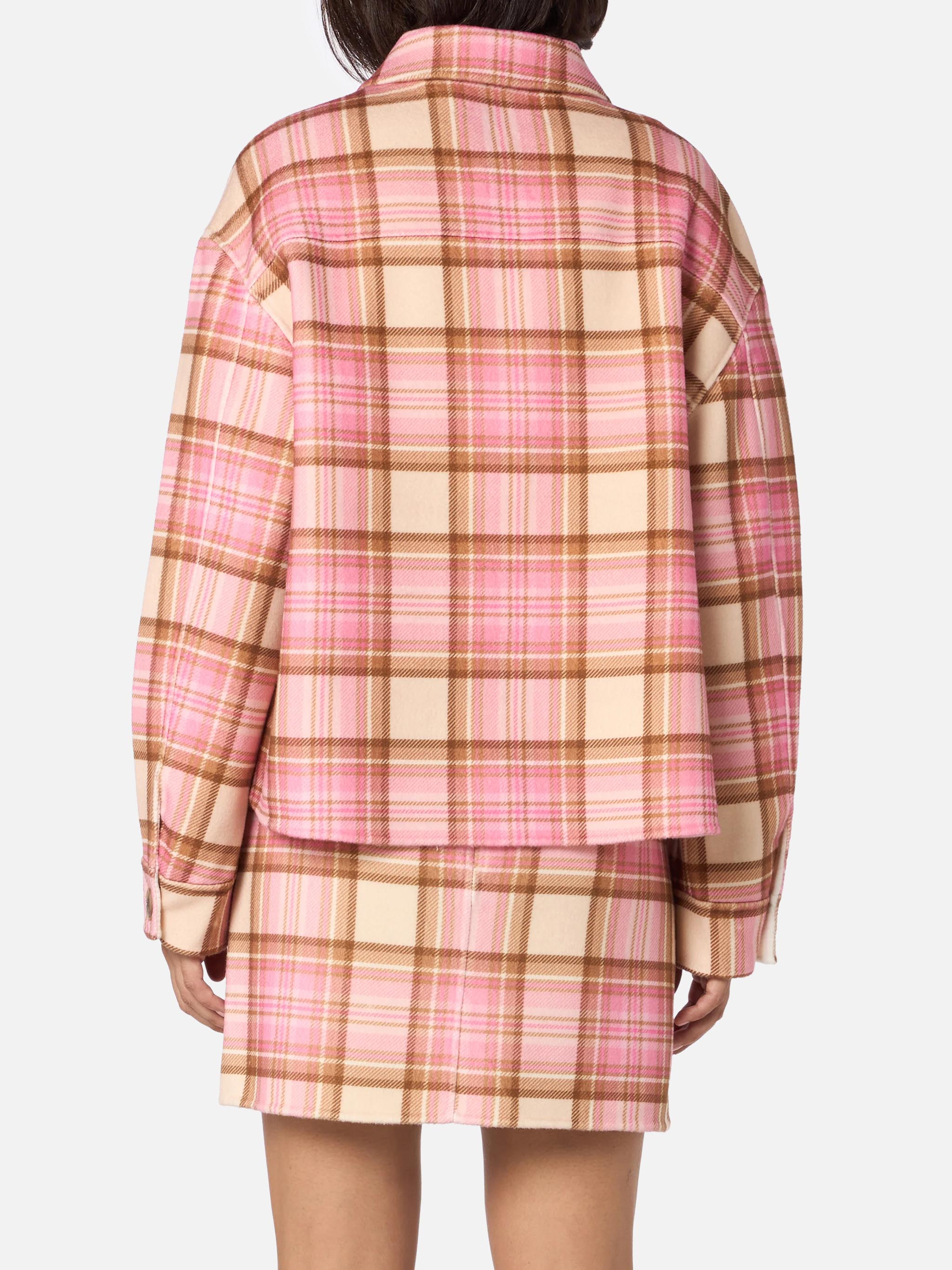 mc2-saint-barth-bonnibell-giacca-overshirt-donna-tartan-rosa-effetto-lana image 3