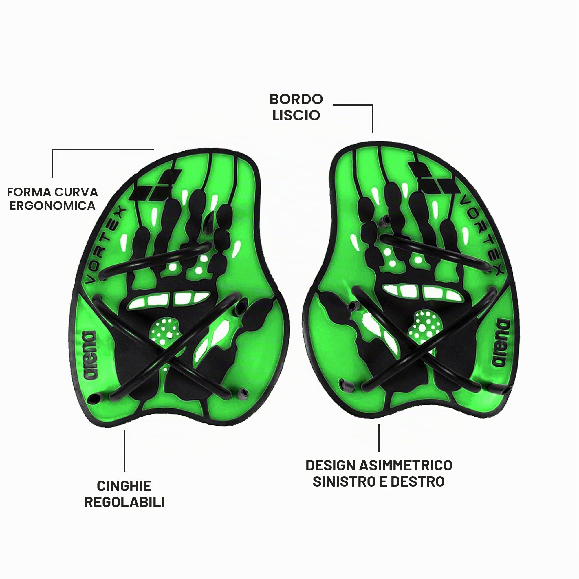 arena-vortex-hand-paddle-palette-nuoto-allenamento-con-cinturini-regolabili-senz image 2