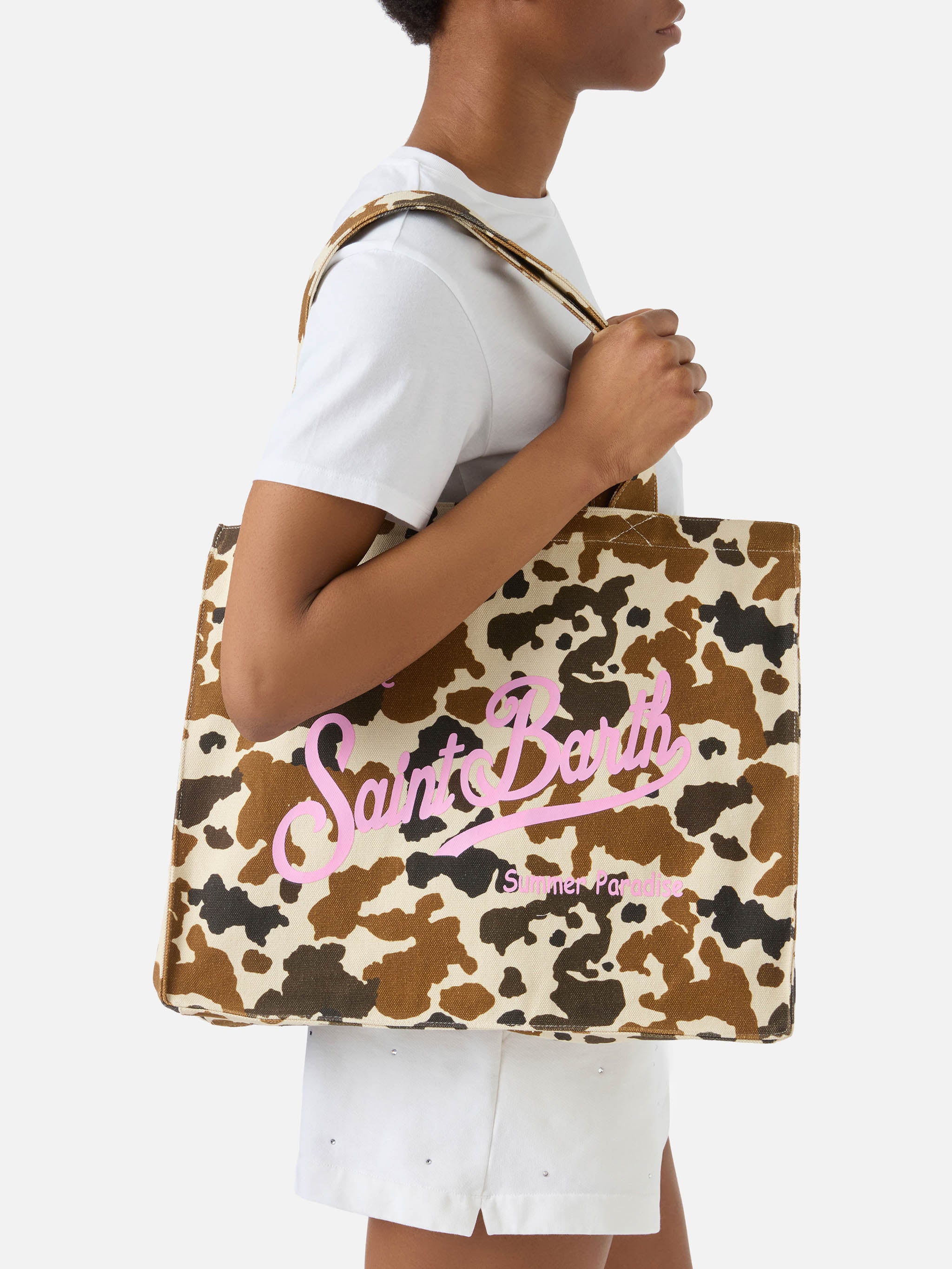 borsa-essential-mc2-saint-barth-in-canvas-con-stampa-muccata-e-logo-stampato image 2