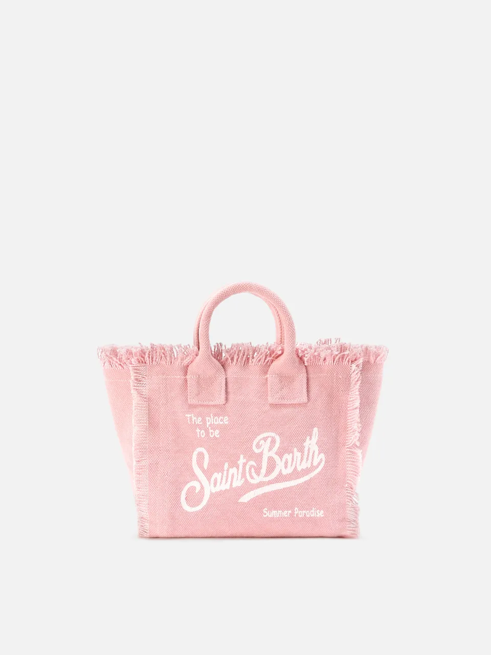 mc2-saint-barth-borsa-vanity-mini-in-canvas-rosa-tinta-unita-con-frange image 1