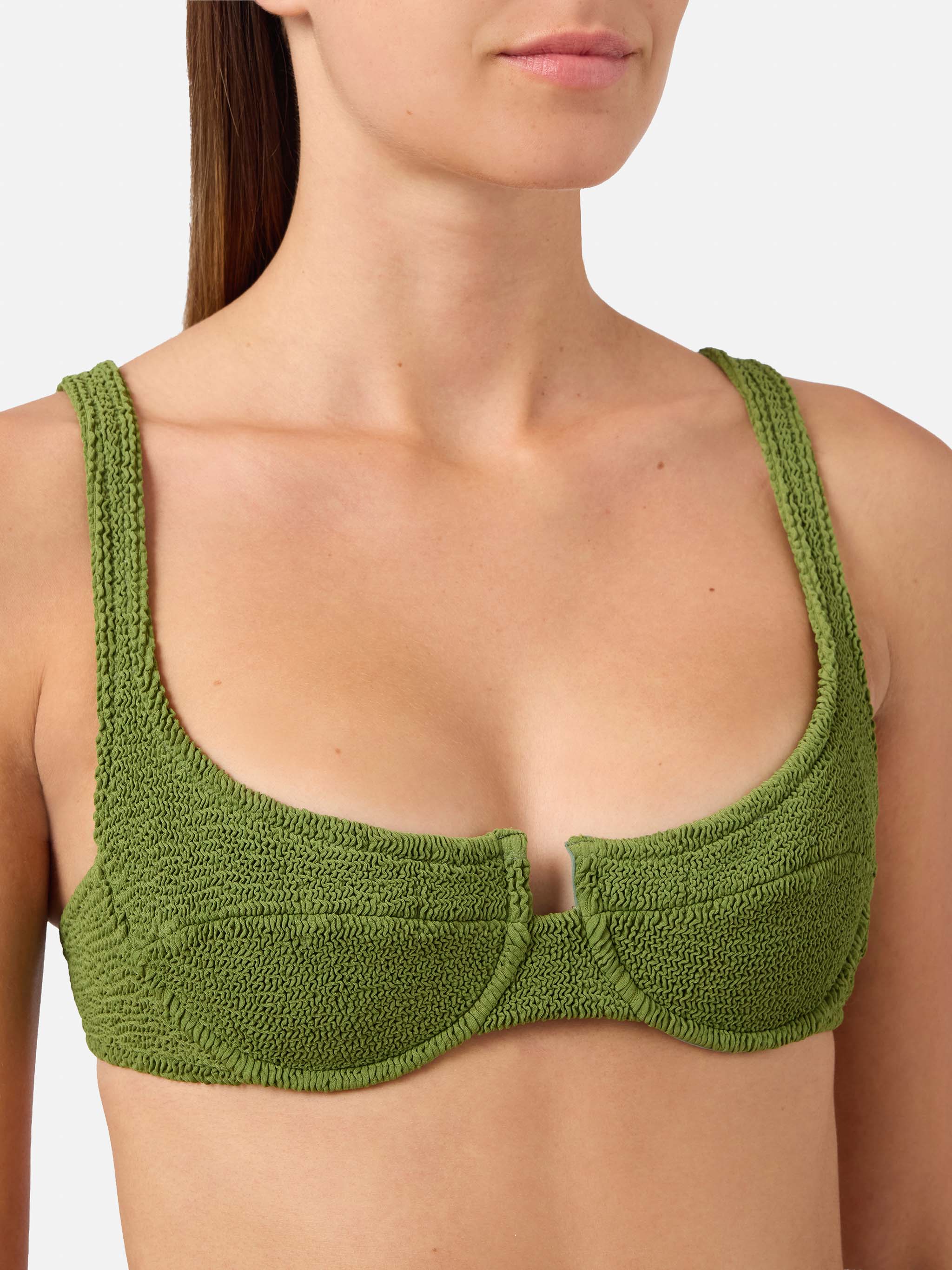mc2-saint-barth-top-bikini-amira-balconette-in-tessuto-crinkle-verde-militare image 2