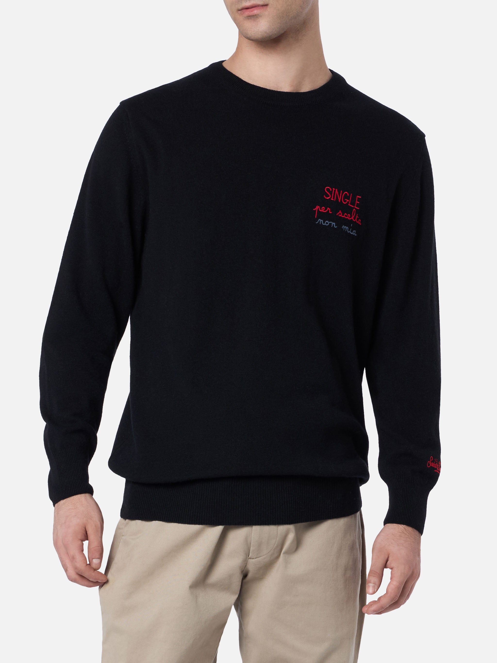 mc2-saint-barth-maglione-girocollo-heron-nero-uomo-ricamo image 2