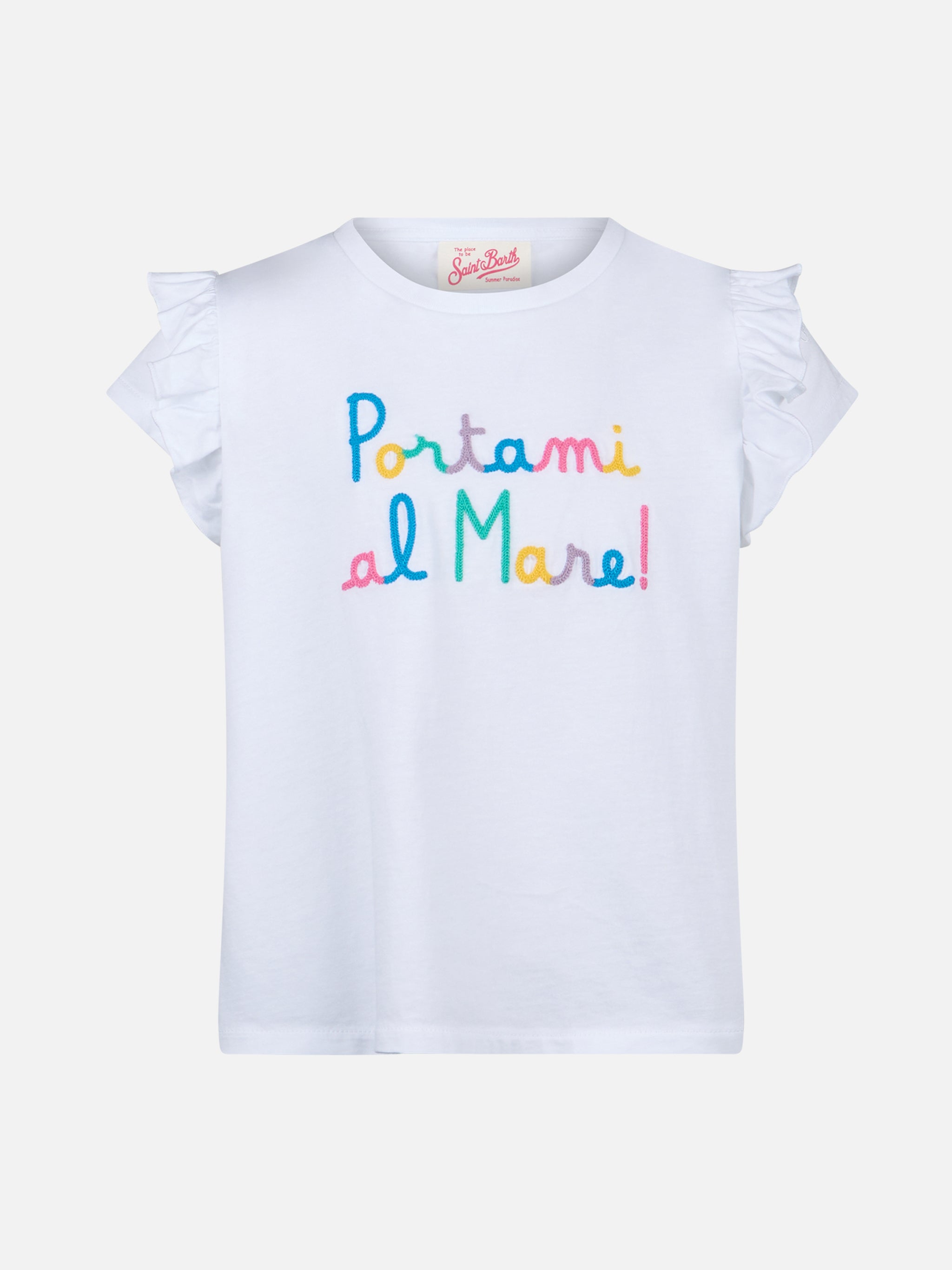 mc2-saint-barth-baby-t-shirt-bambina-cotone-bianca-con-balza image 1