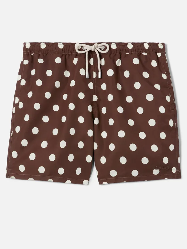 mc2-saint-barth-syros-costume-mare-uomo-marrone-con-ricamo-pois-bianchi image 1