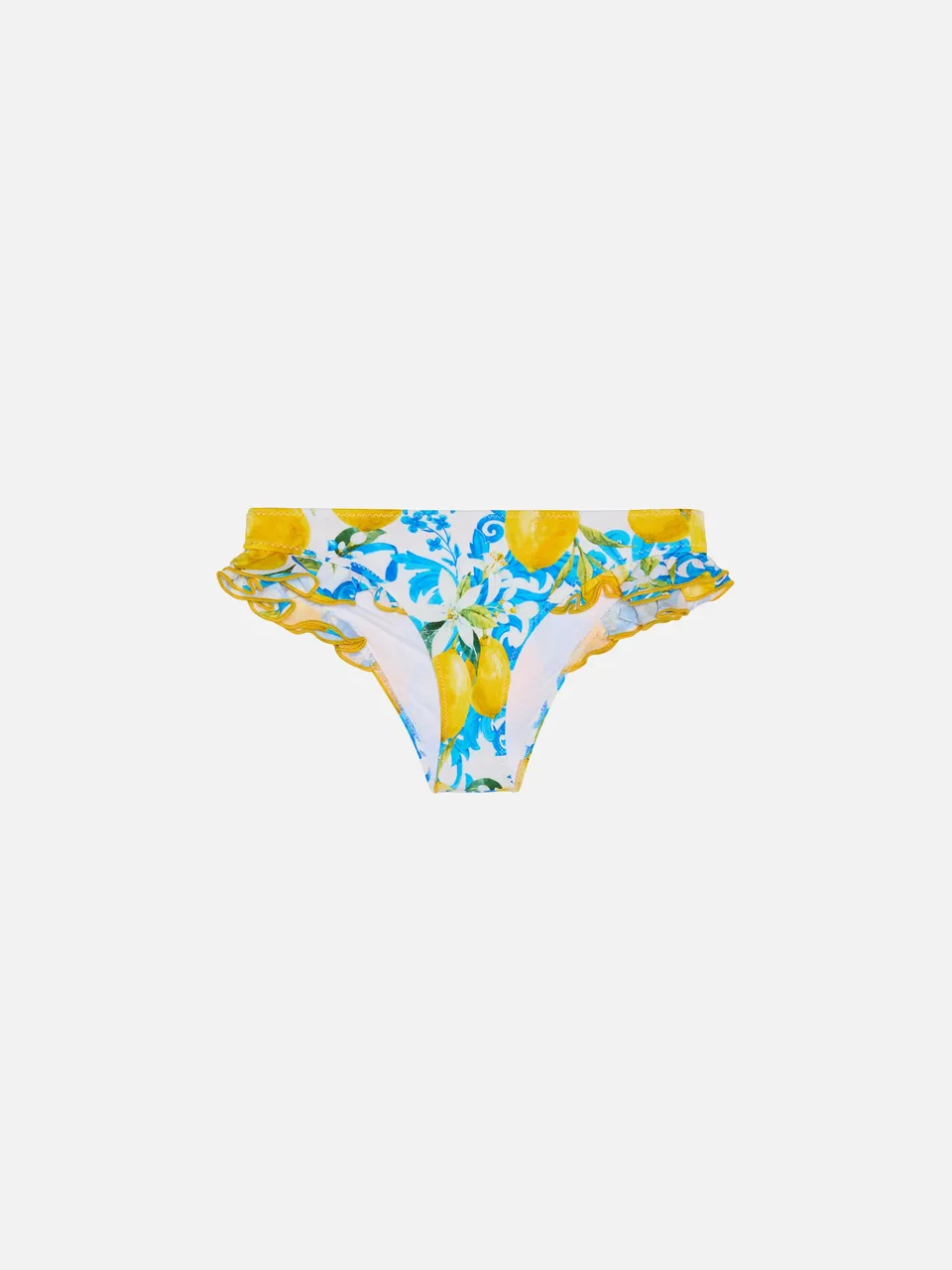 mc2-saint-barth-slip-da-bagno-bambina-con-volant-stampa-barocca-limone image 1