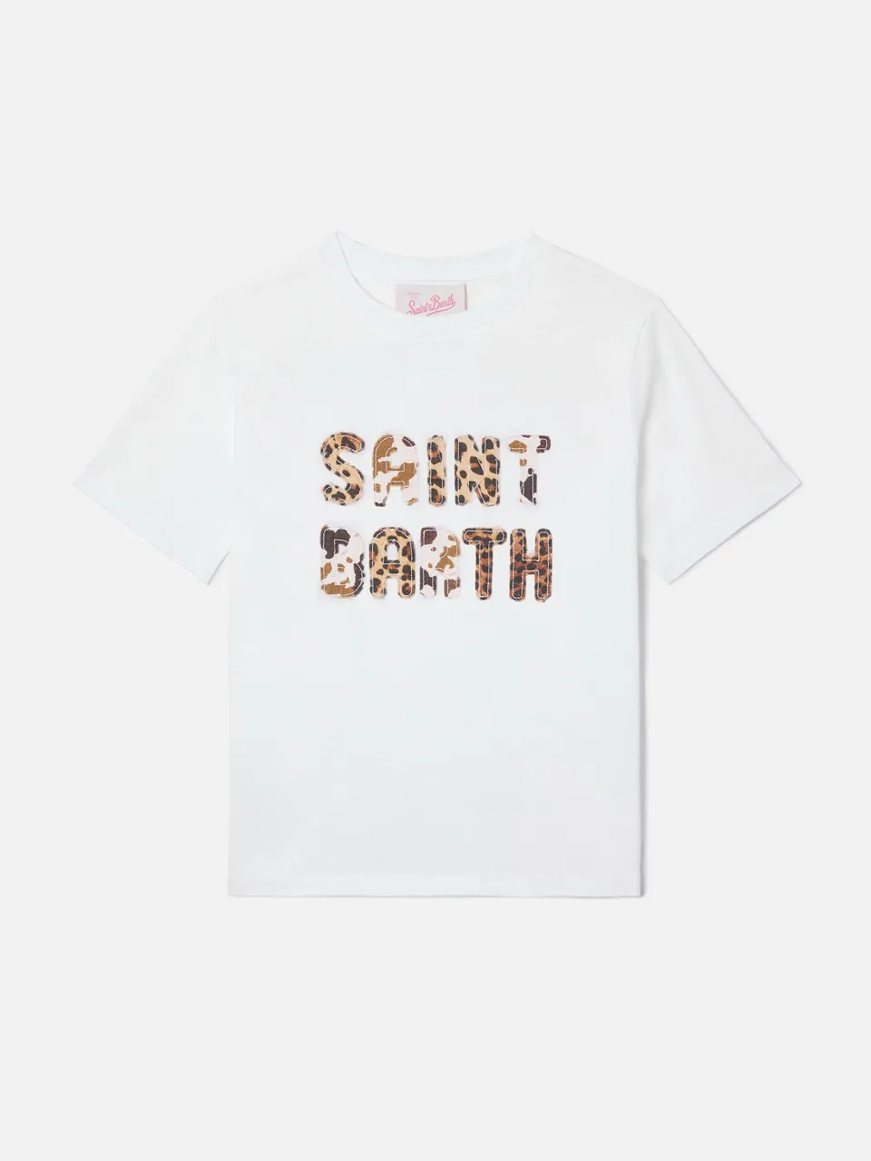 mc2-saint-barth-elly-t-shirt-bambina-bianca-patch-animalier image 1