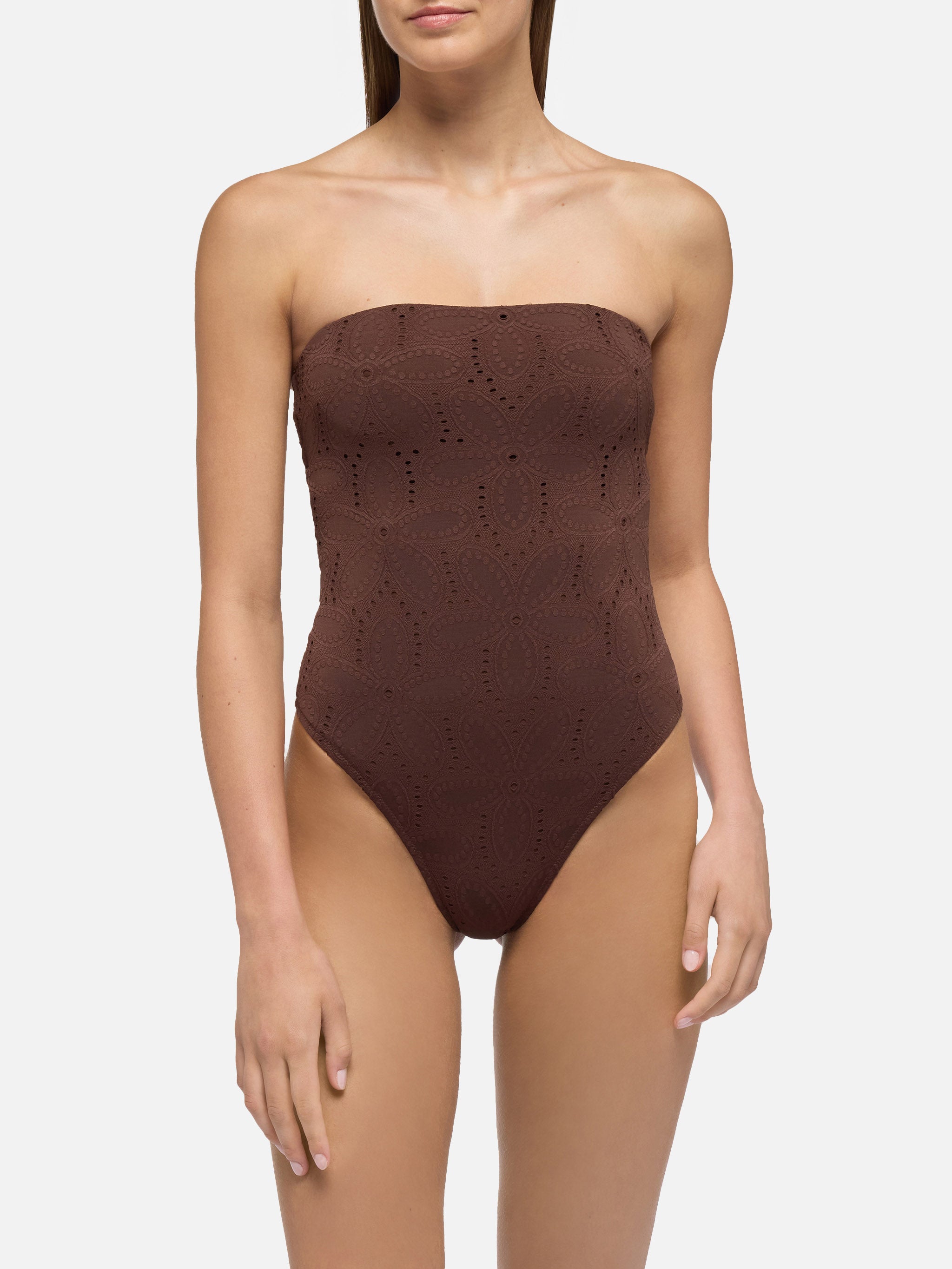 mc2-saint-barth-kayla-costume-intero-donna-marrone-sangallo-senza-spalline image 2