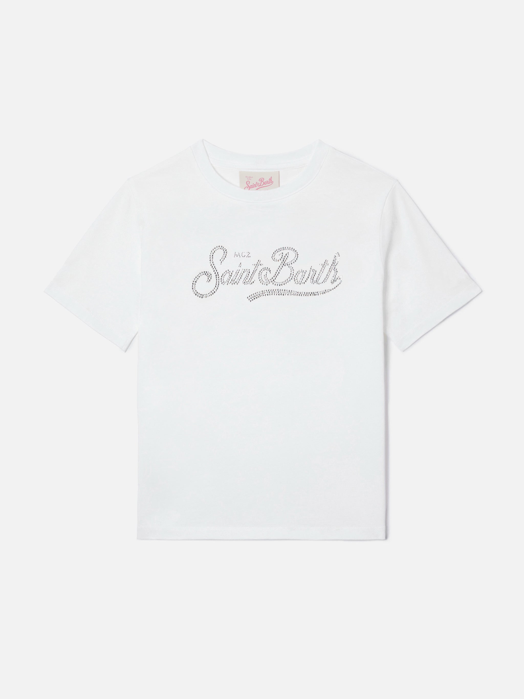mc2-saint-barth-elly-t-shirt-bambina-bianca-in-cotone-con-saint-barth-in-strass image 1