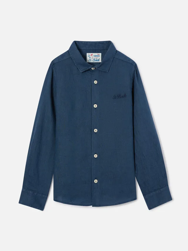 mc2-saint-barth-agnes-camicia-bambino-in-lino-blu-navy image 1