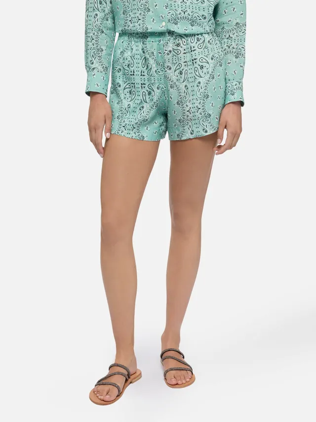 mc2-saint-barth-meave-shorts-donna-lino-verde-salvia-stampa-bandana image 1
