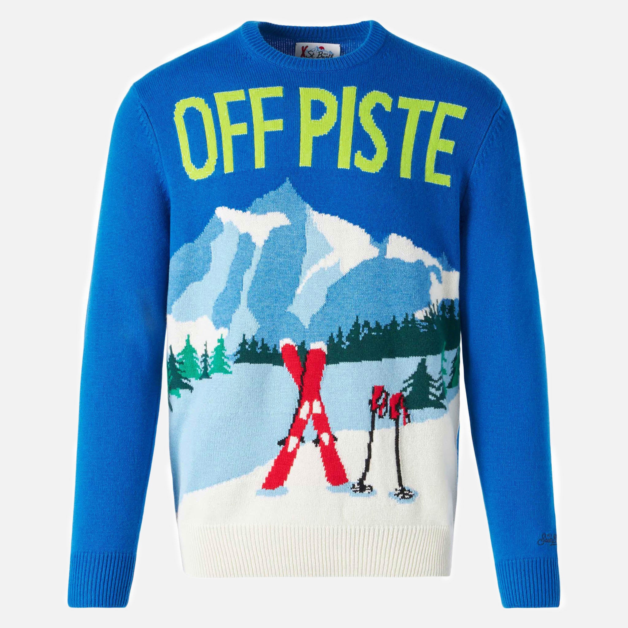 mc2-saint-barth-maglia-heron-con-postcard-montagne-in-misto-cashmere-blu image 4