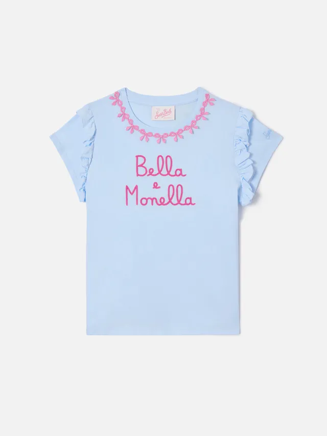 t-shirt-baby-mc2-saint-barth-in-cotone-con-volant-e-ricamo-bella-e-monella image 1