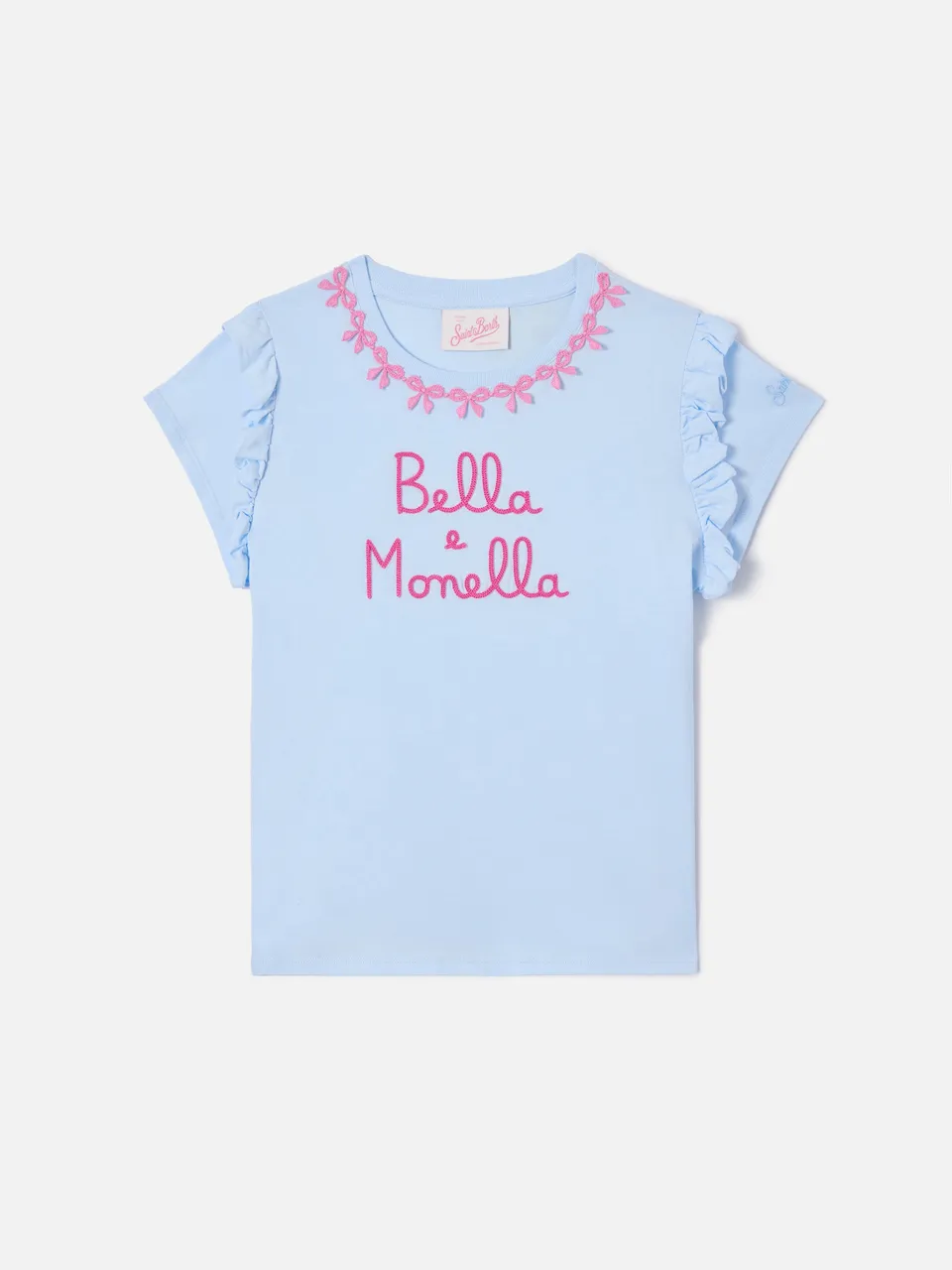 t-shirt-baby-mc2-saint-barth-in-cotone-con-volant-e-ricamo-bella-e-monella image 1