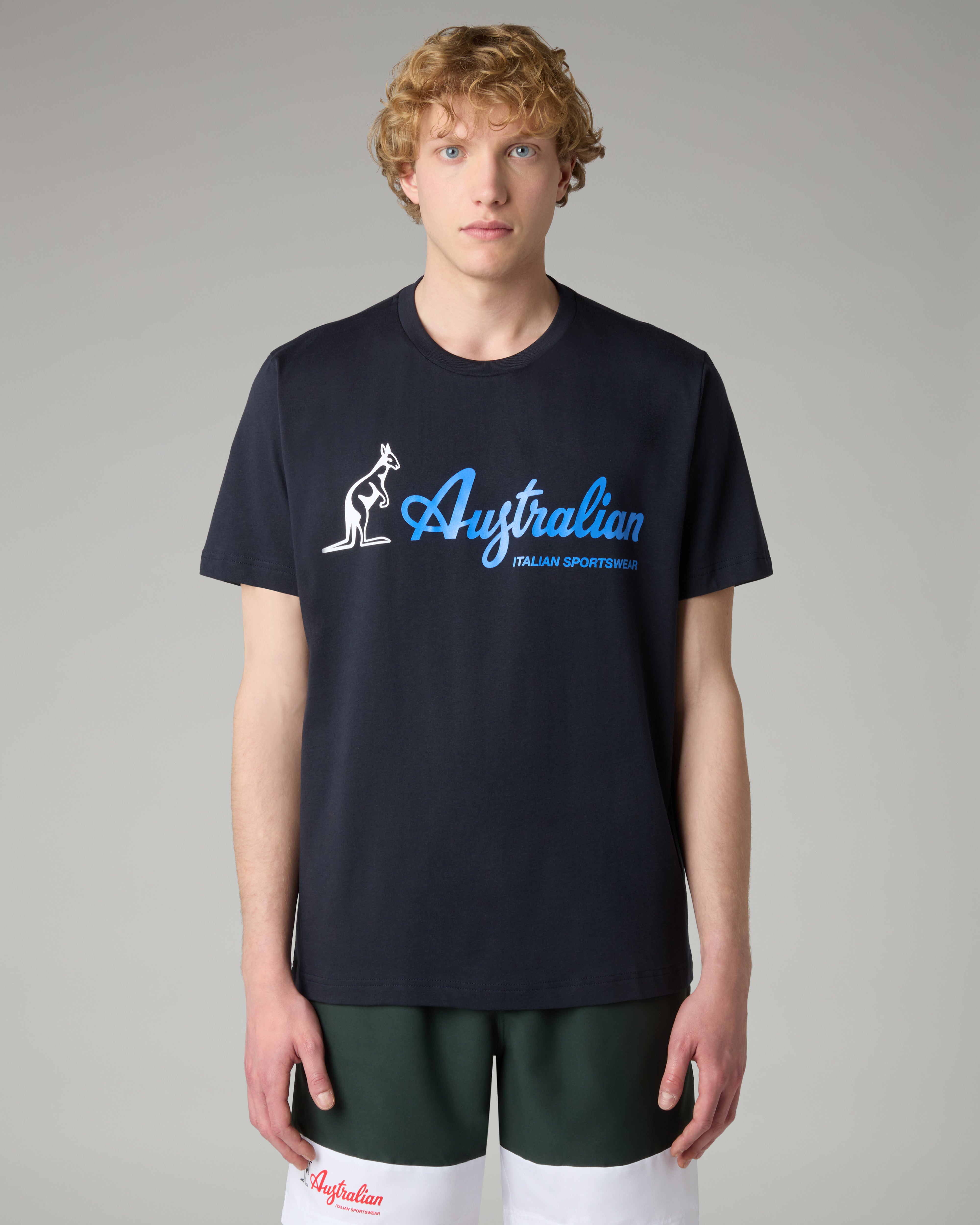 australian-big-logo-t-shirt-maglia-cotone-blu-navy-regular-fit image 1