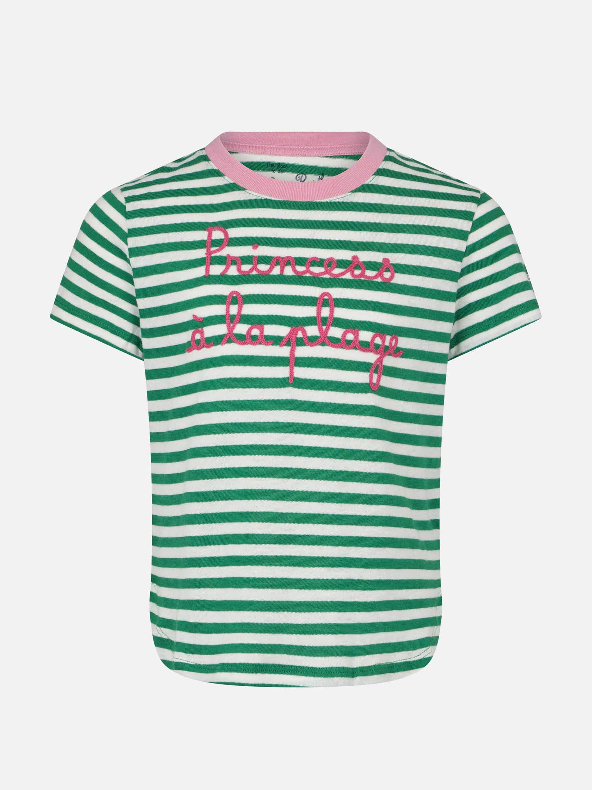 mc2-saint-barth-t-shirt-bambina-a-righe-con-ricamo-princess-la-plage image 1