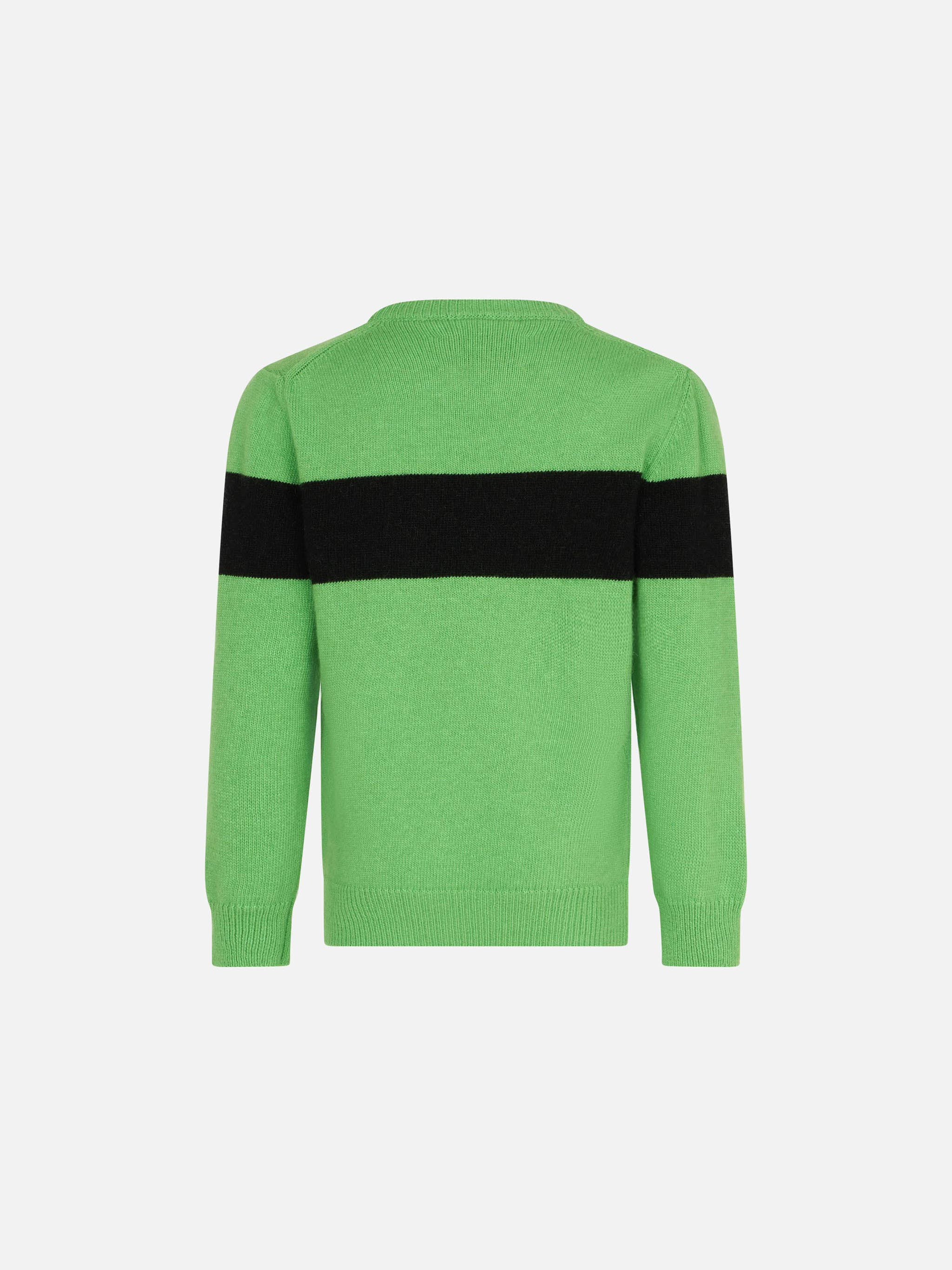mc2-saint-barth-maglione-bambino-off-piste-verde-fluo-in-misto-cashmere image 2