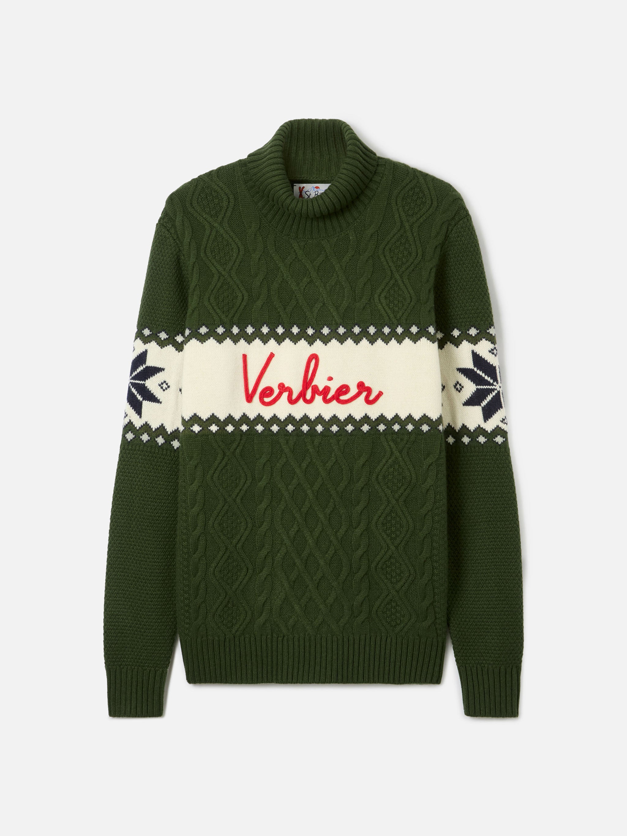 mc2-saint-barth-verbier-maglione-uomo-mezzo-collo-alto-verde-militare image 5