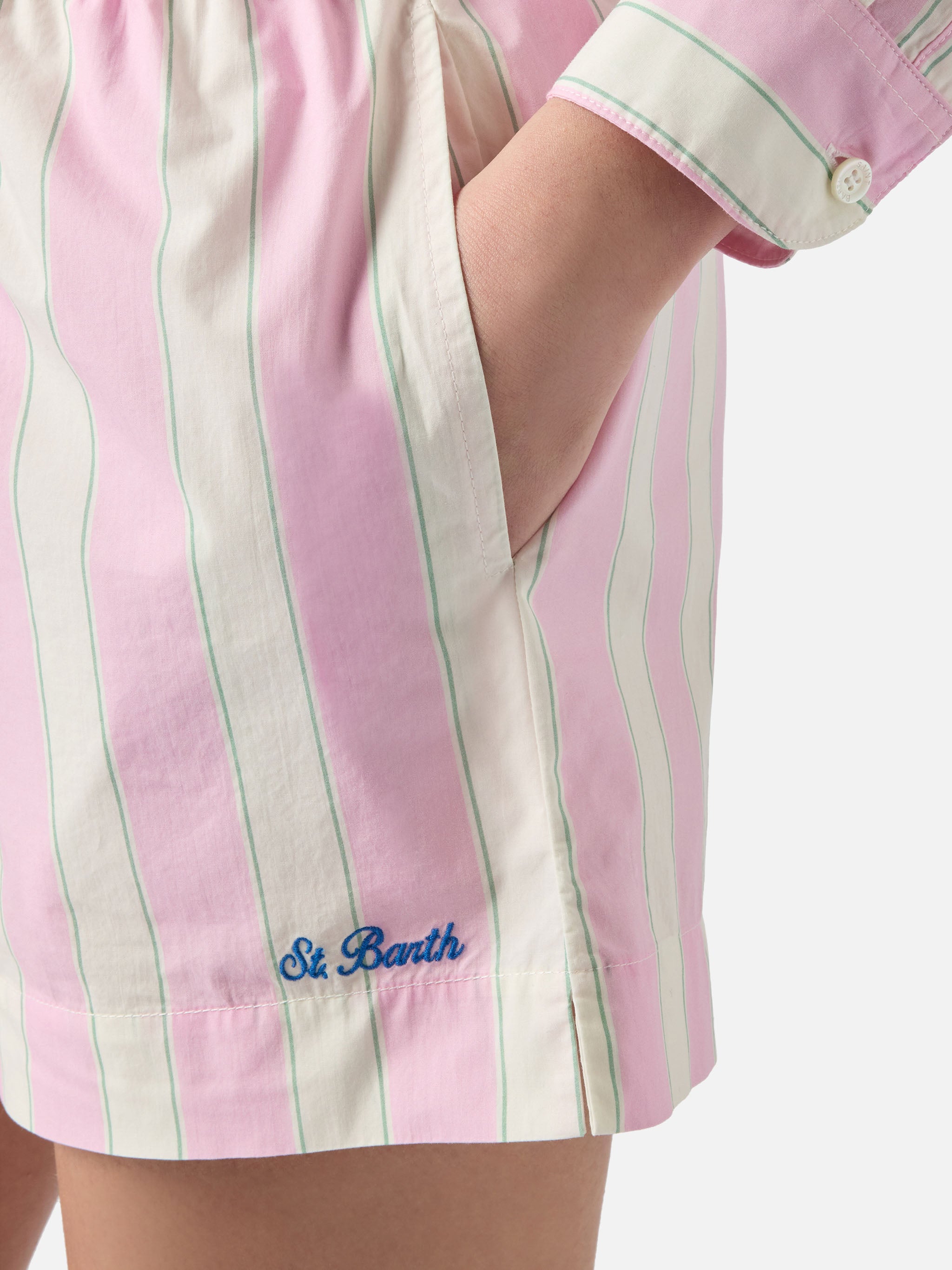 mc2-saint-barth-meave-shorts-donna-cotone-rigato-rosa-vita-elastica image 4