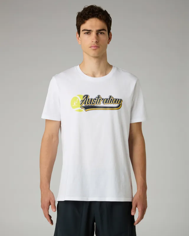 australian-t-shirt-tennis-maglietta-cotone-bianco-stampa-petto image 1