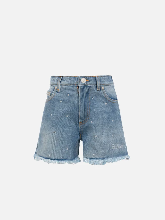 mc2-saint-barth-kiko-jr-shorts-denim-bianco-bimba-con-strass image 1