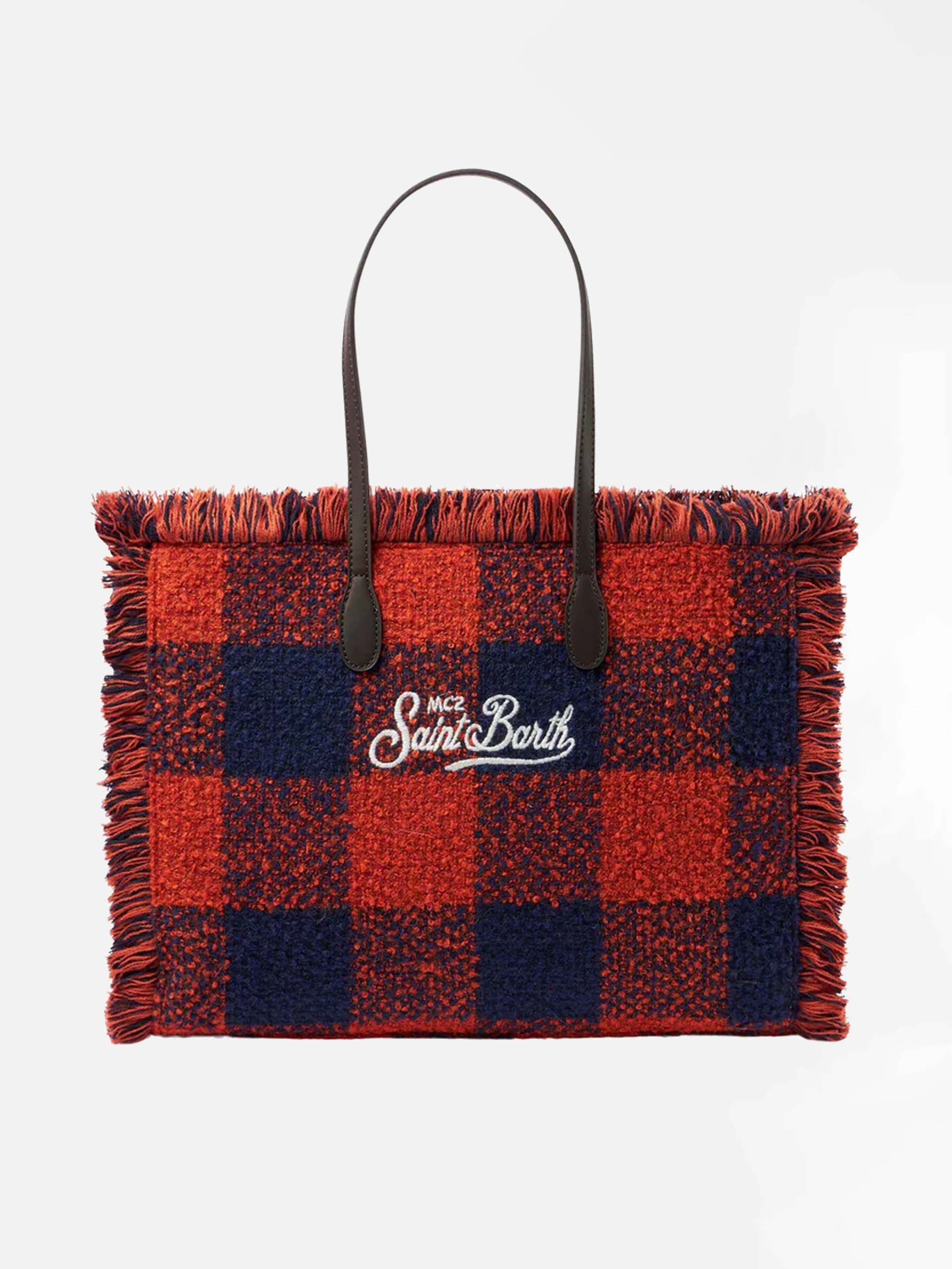 mc2-saint-barth-vanity-borsa-a-spalla-tote-40x32x20-cm-stampa-vichy-arancione-bl image 4