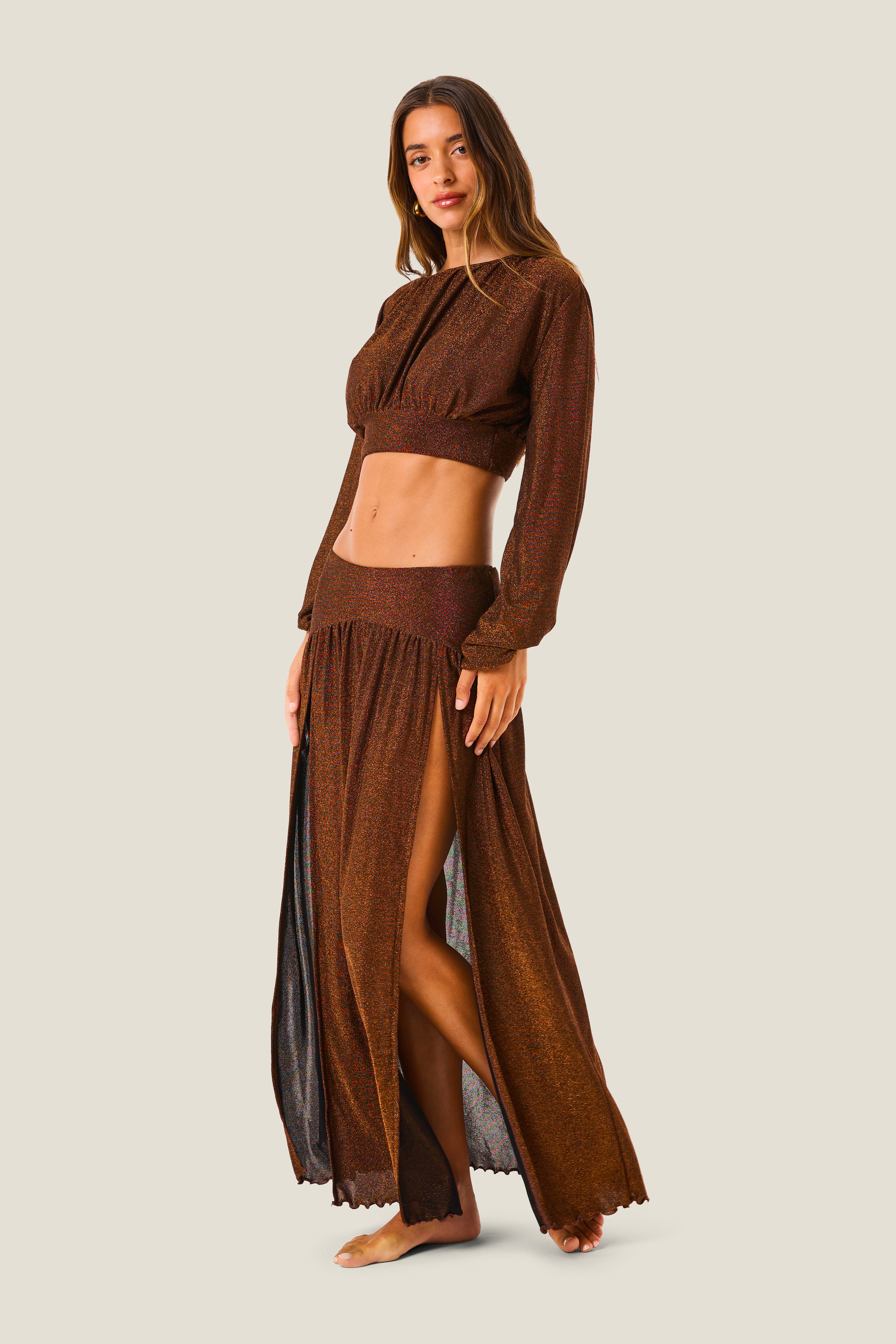 4giveness-gonna-lunga-due-spacchi-lurex-gloss-cover-up-resort-donna image 1