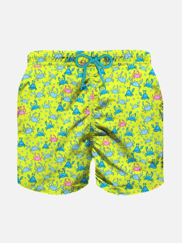 mc2-saint-barth-costume-boxer-bambino-giallo-fluo-stampa-granchi image 1
