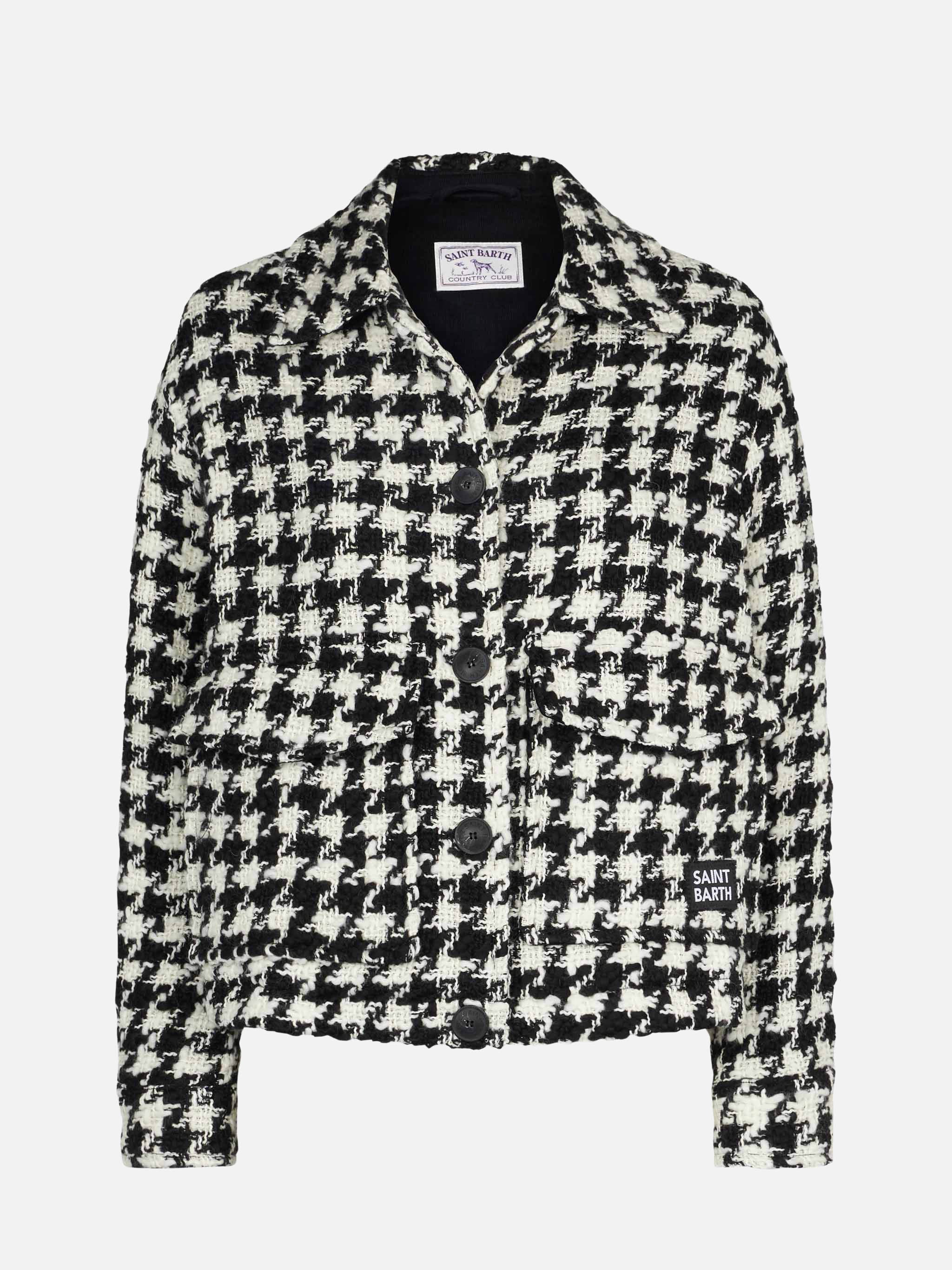 mc2-saint-barth-bonnibell-overshirt-crop-pied-de-poule-nera-donna image 3