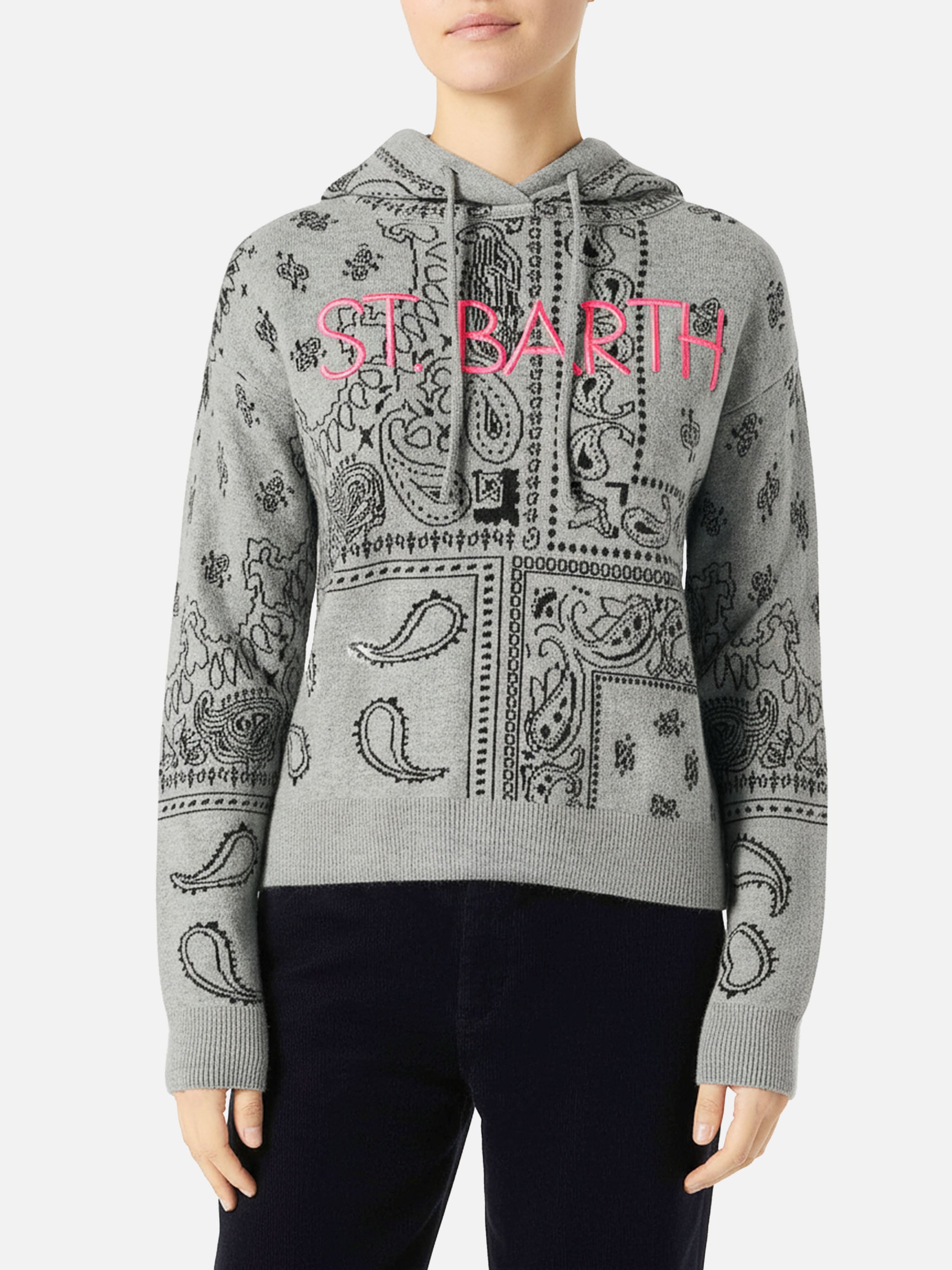 mc2-saint-barth-meg-felpa-crop-donna-misto-cashmere-fantasia-bandana-grigia image 2