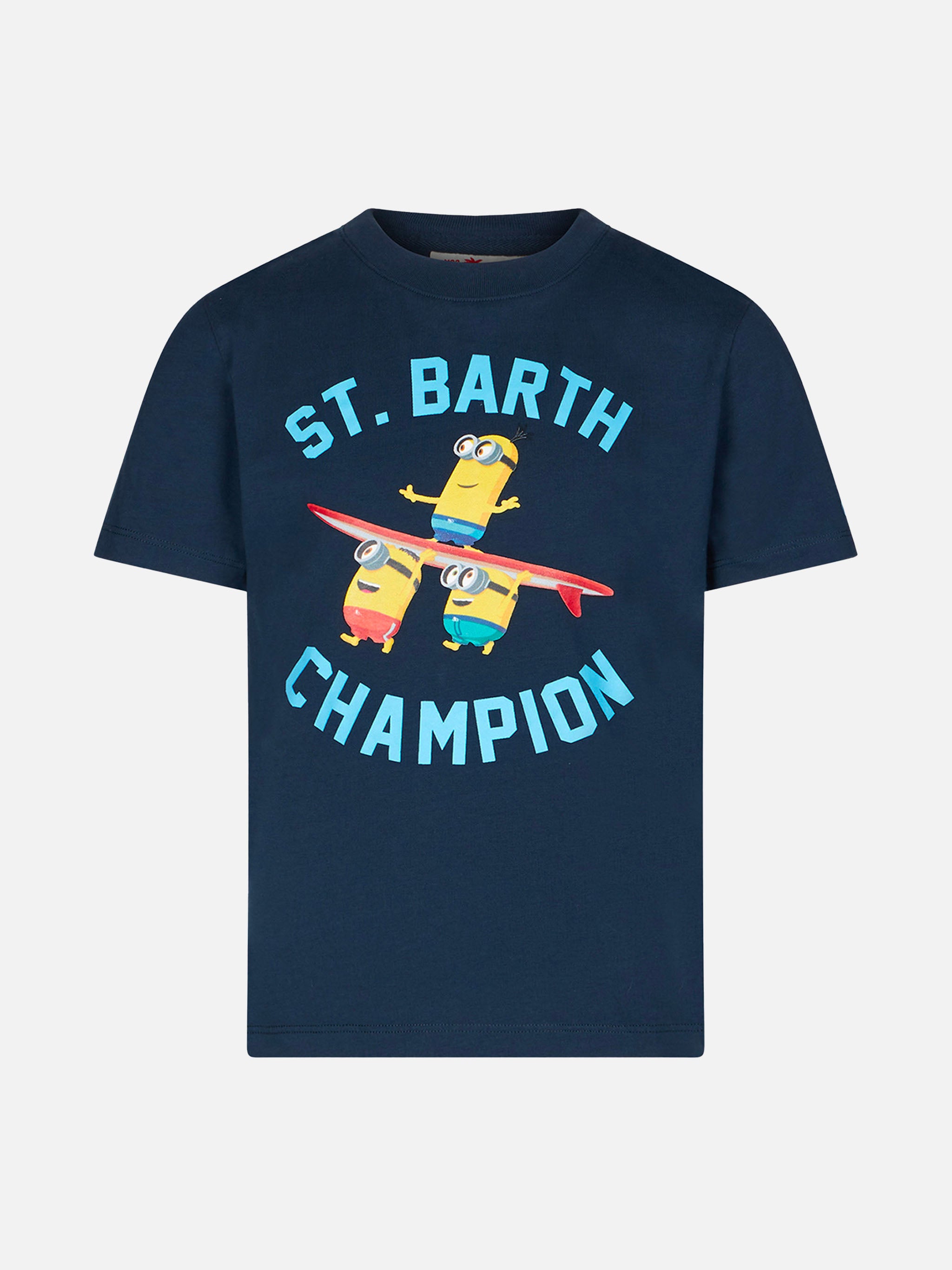 mc2-saint-barth-t-shirt-bambino-cotone-blu-st-barth-champion-minions image 1