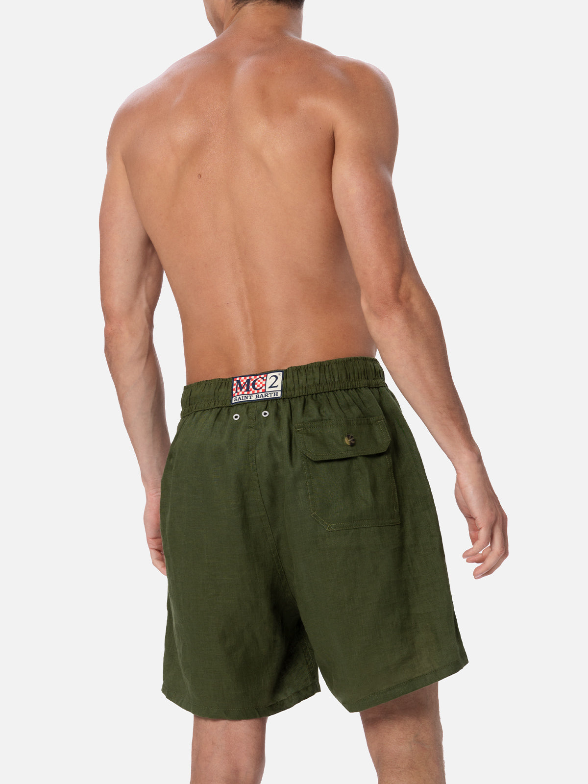 mc2-saint-barth-costume-mare-gustavia-in-lino-verde-militare-tinta-unita image 5