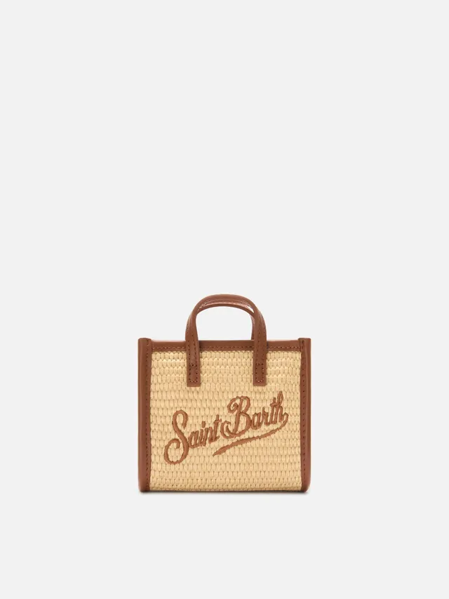 mc2-saint-barth-borsa-vivian-micro-marrone-effetto-paglia-con-logo-ricamato image 1