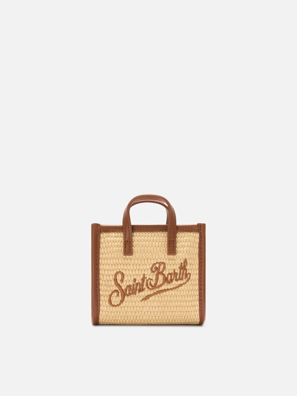 mc2-saint-barth-borsa-vivian-micro-marrone-effetto-paglia-con-logo-ricamato image 1