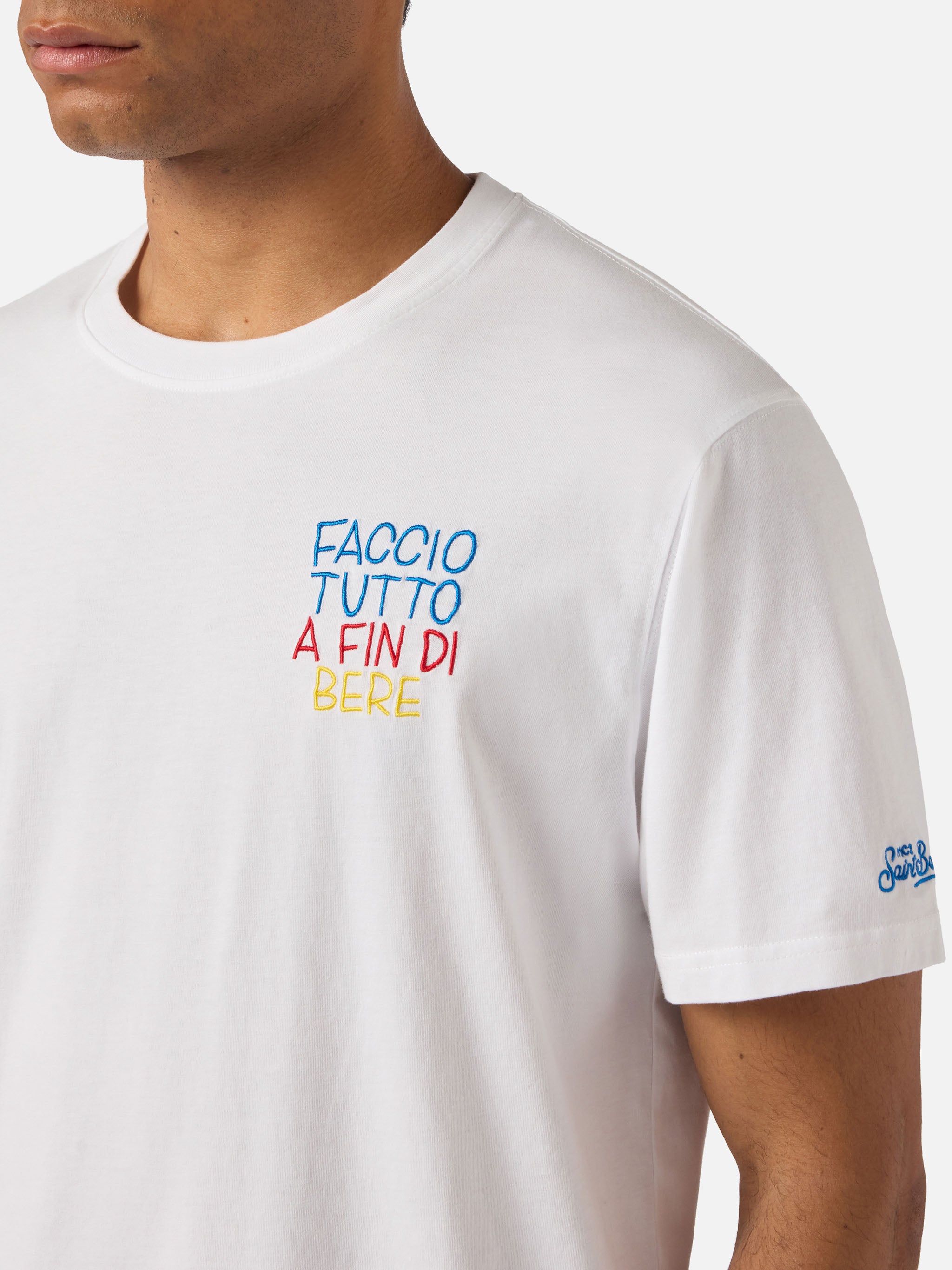 mc2-saint-barth-t-shirt-portofino-bianca-uomo-faccio-tutto-a-fin-di-bere-special image 2