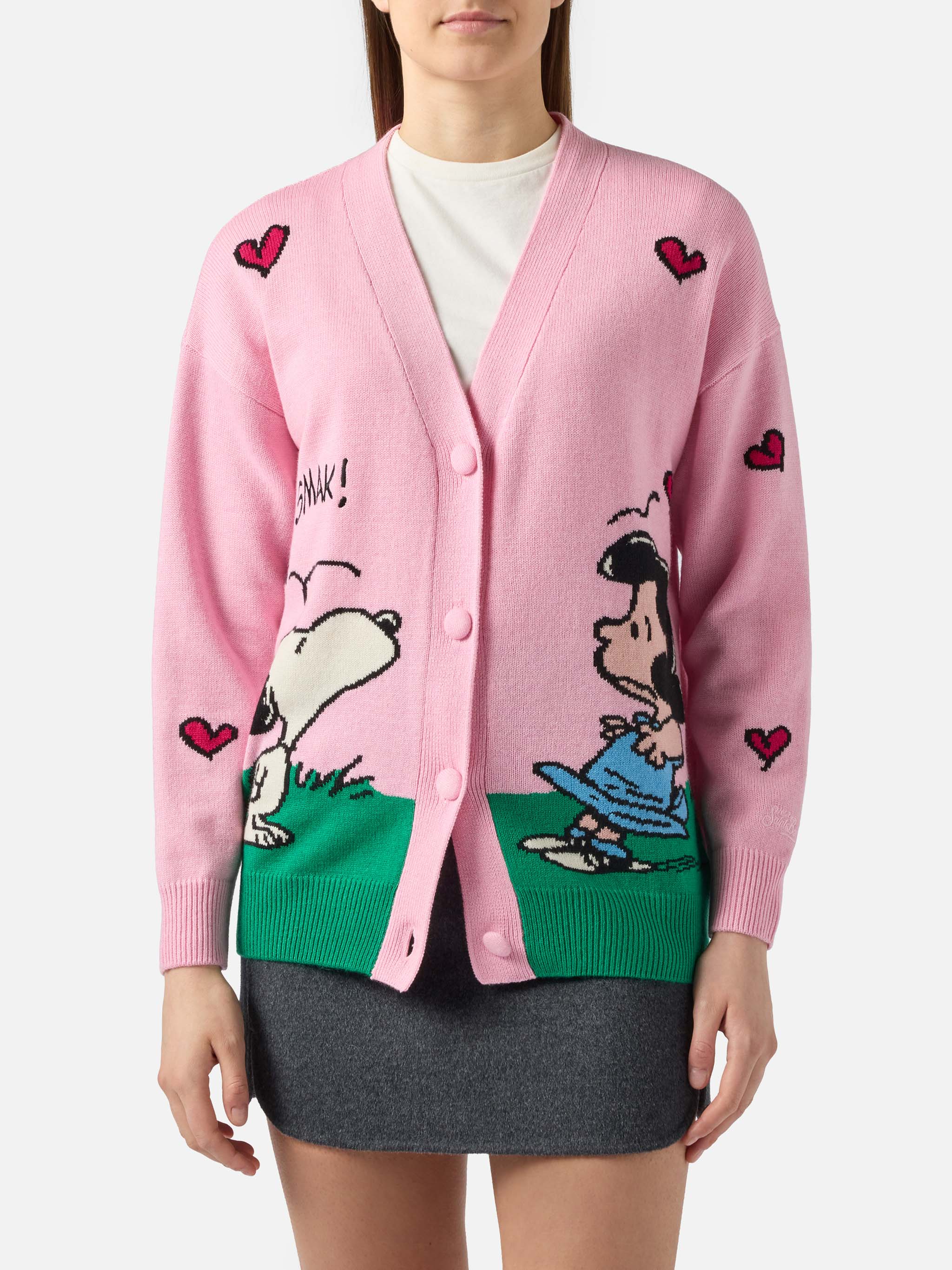 mc2-saint-barth-sasi-cardigan-misto-cashmere-rosa-jacquard-snoopy-peanuts image 1