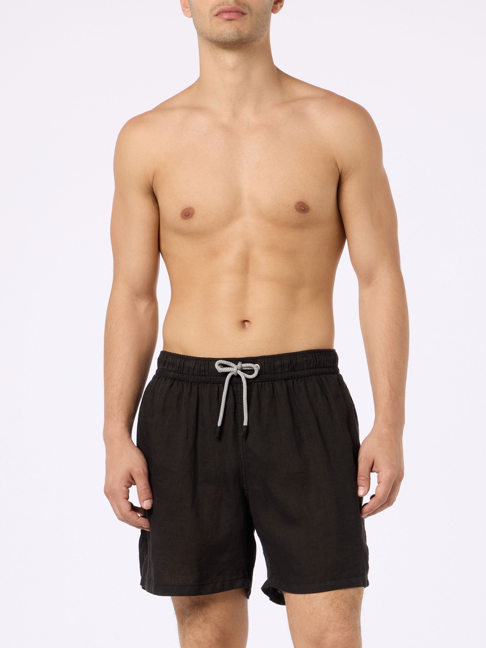 mc2-saint-barth-gustavia-costume-mare-uomo-lino-nero-tinta-unita image 3