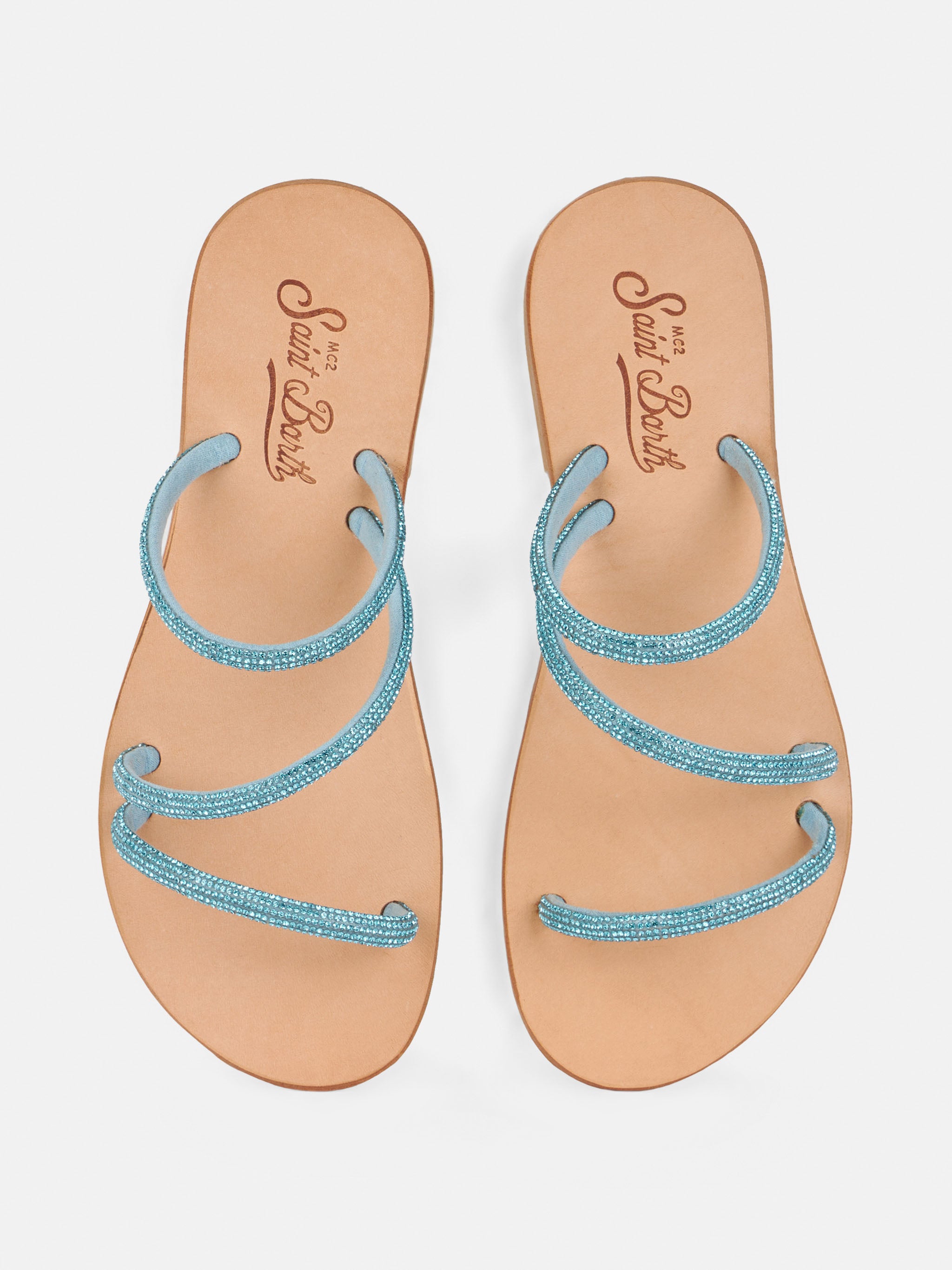 mc2-saint-barth-sandali-cora-flat-capri-strass-turchesi image 2